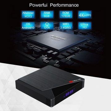 Bolwins P80D Smart TV Box 2,4G & 5,8G WiFi Ethernet LAN 6K H.265 Video Audio Audio- & Video-Adapter