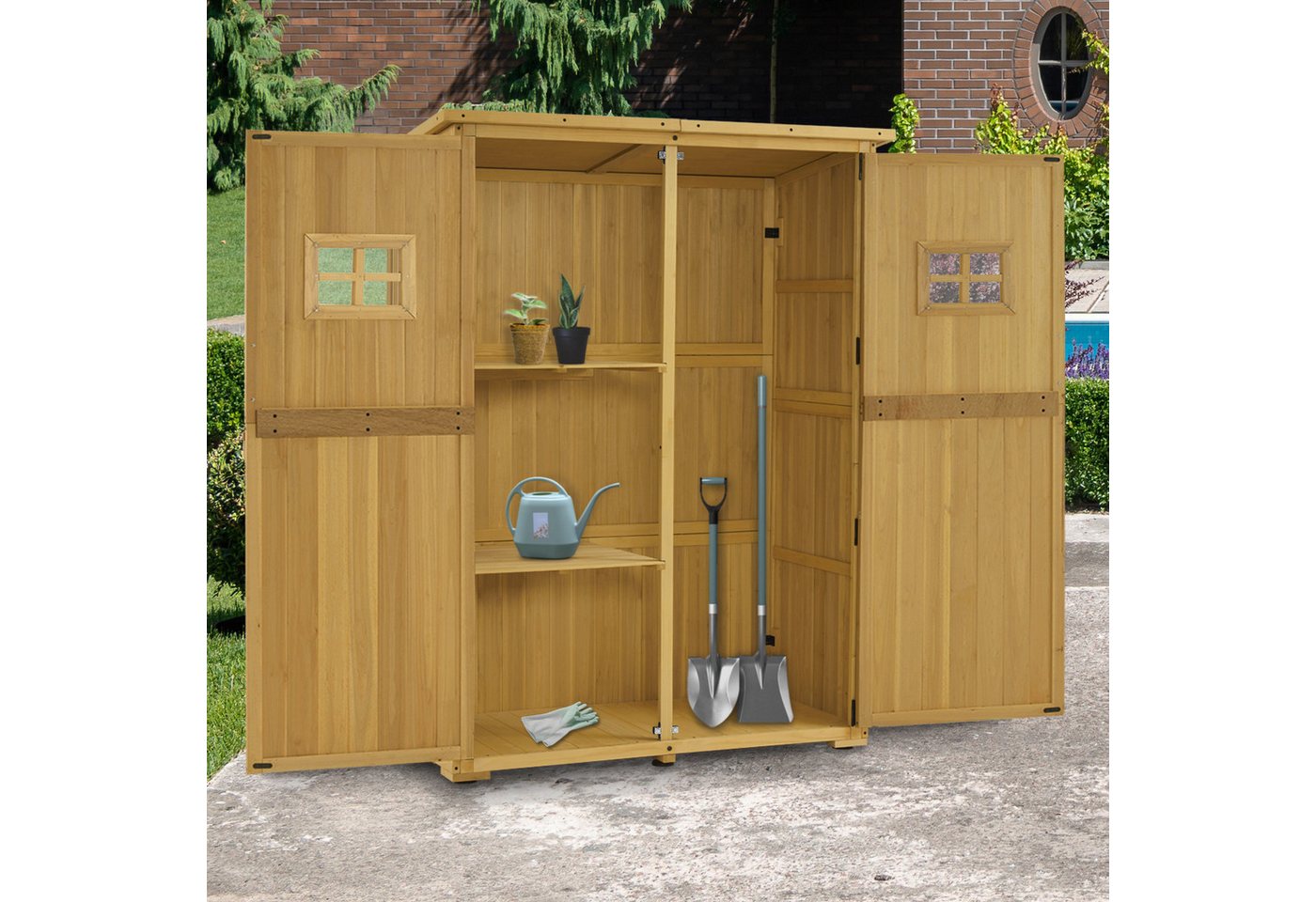 Thumbnail - MCombo Gerätehaus M MCombo Gartenhaus Holz Wetterfest, 59×127×168 cm, 0912-F