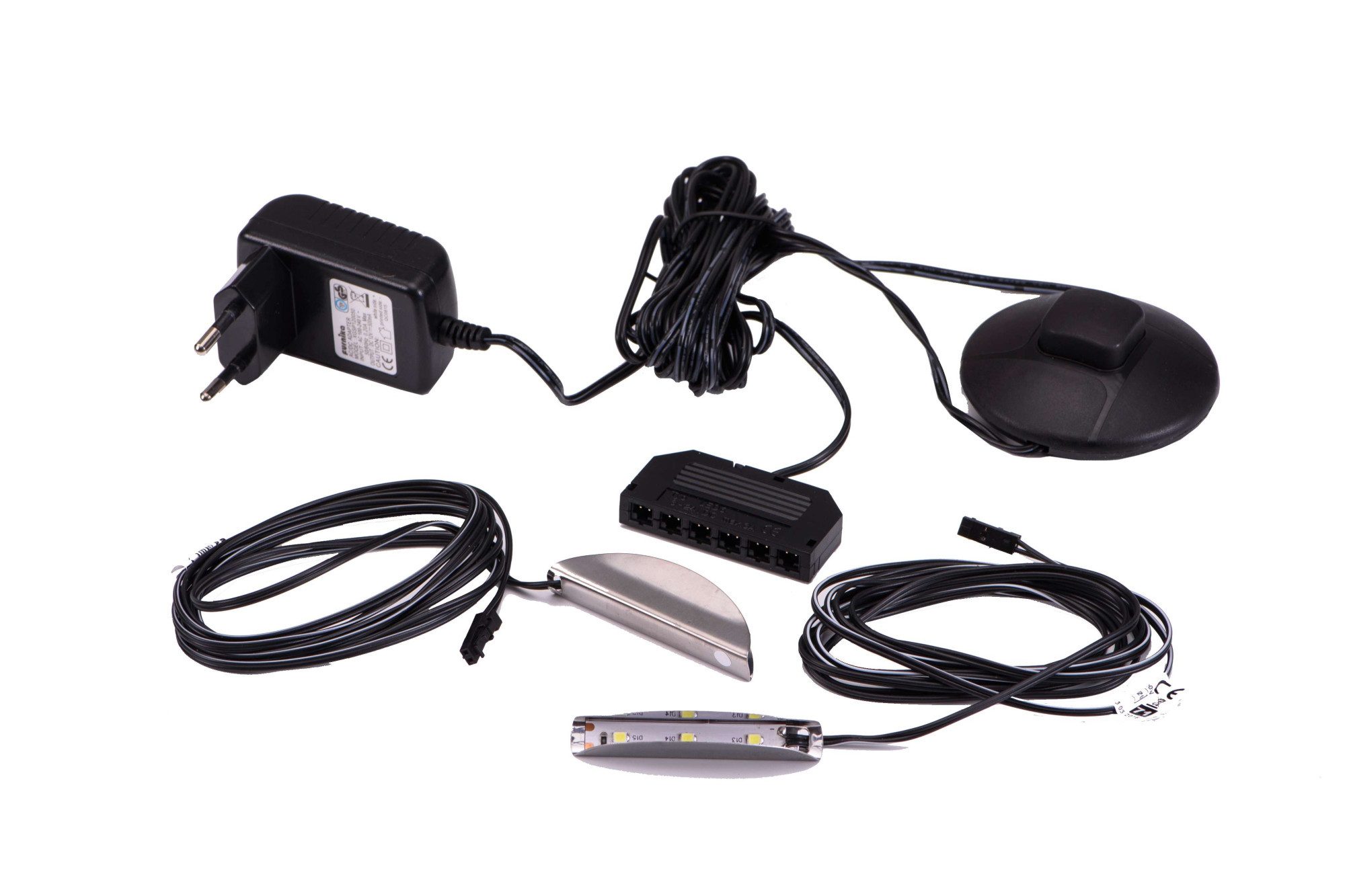 Home affaire LED Glaskantenbeleuchtung Ra 2 LED Schrankinnenraumbeleuchtung, Unterbauleuchte, Dekolicht, LED fest integriert, Kaltweiß, LED fest integriert, Kaltweiß, LED Licht, Mit Fußschalter, Netzteil