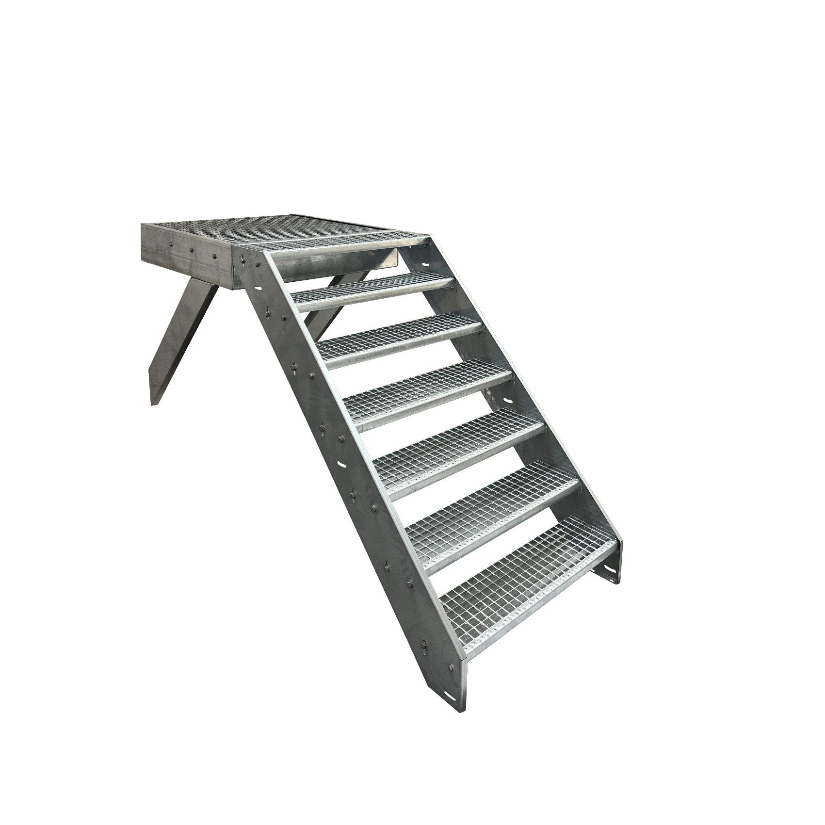 elfbar elfa master akku Außentreppe 3 Stufen mit Podeststufe - Höhe variabel von 50 cm bis 60 cm -  feuerverzinkte Stahltreppe - Normbreite main image 0