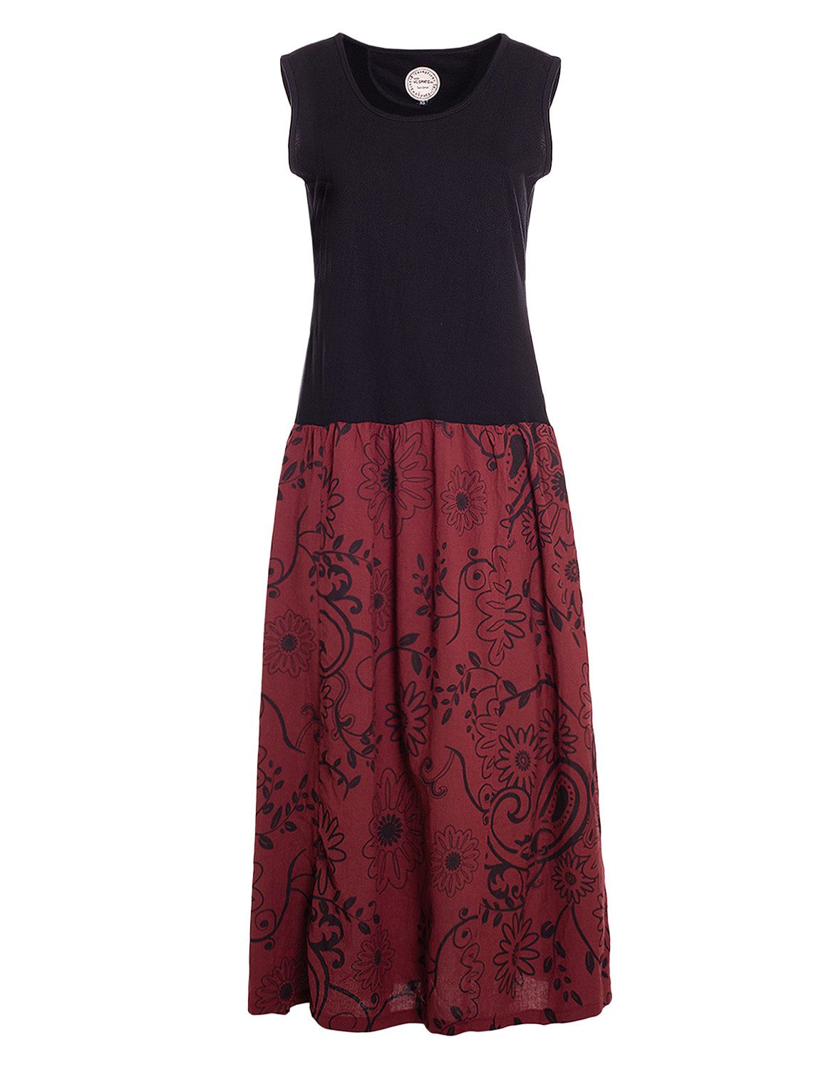 Vishes Maxikleid Damen Wadenlang Baumwolle Casual Bedruckt Verstellbares Kleid Alternative Mode, Boho, Hippie, Ethno, Festival