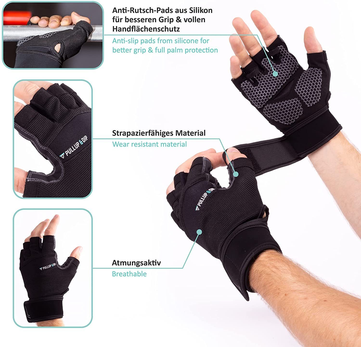 Kraftsport Bodyworks Best Supergrip Training Handschuhe mit Bandage 