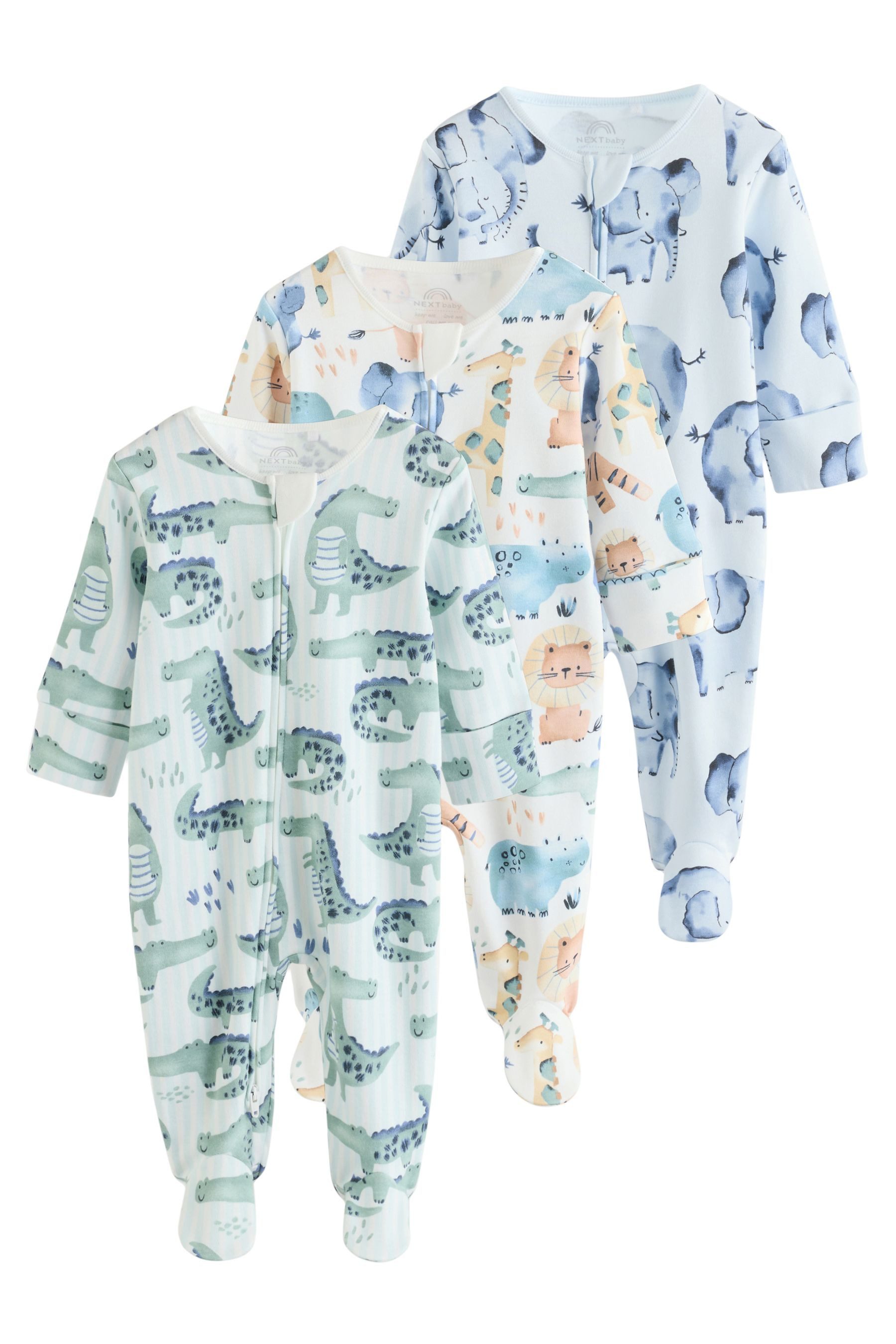 Schlafoverall Babyschlafanzüge mit Zweiwege-RV, 3er-Pack