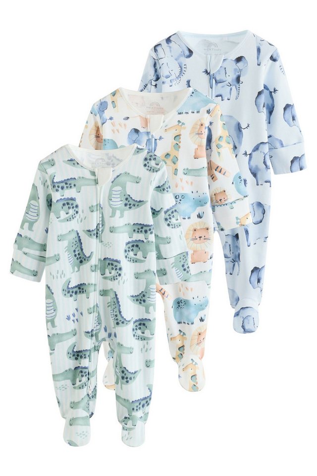 Next Schlafoverall Babyschlafanzüge mit Zweiwege-RV, 3er-Pack (3-tlg)