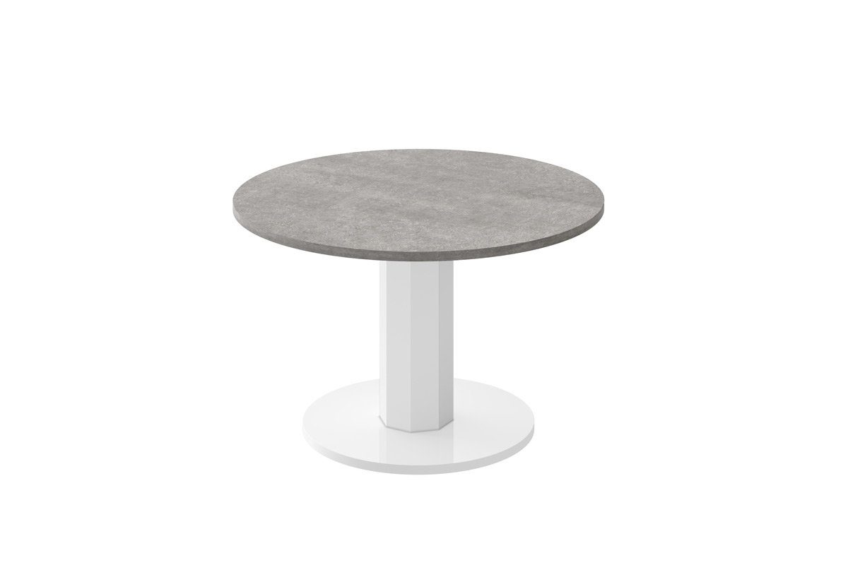 rund designimpex Couchtisch Weiß 80cm Couchtisch / Beton Hochglanz Hochglanz Design Tisch HSO-111
