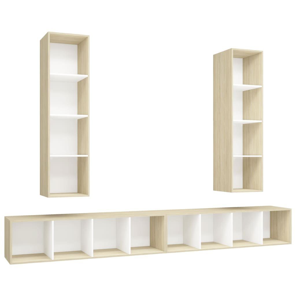 Weiß Stk. und Sonoma-Eiche TV-Schrank TV-Wandschränke 4 Weiß Holzwerkstoff vidaXL Sonoma-Eiche (4-St)