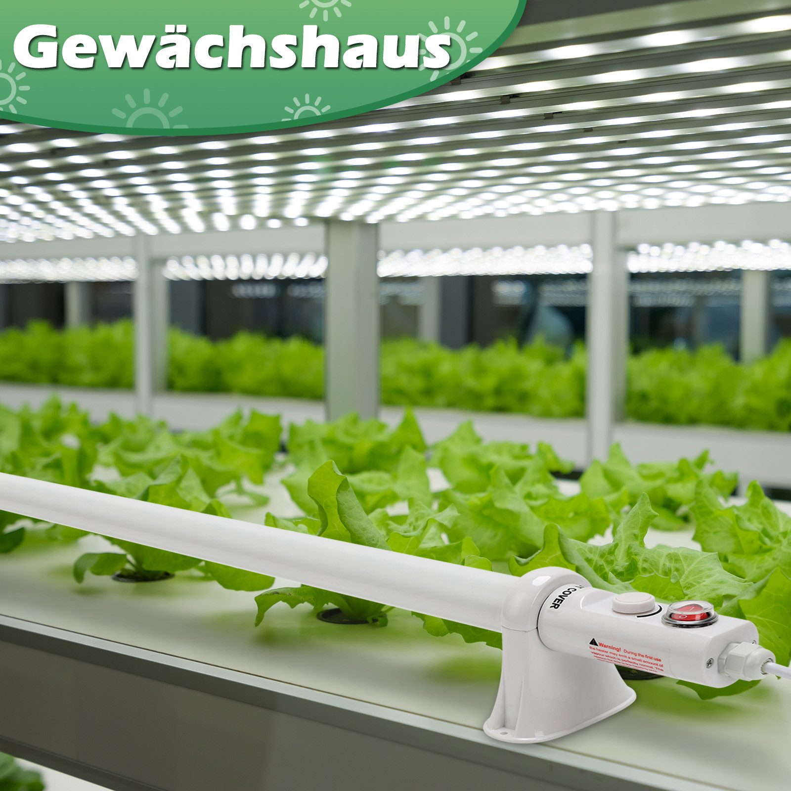 Clanmacy Gewächshaustür 55W-135W Gewächshausheizung Thermostat Rohrheizung Gewächshäuser – Bild 4 von 4