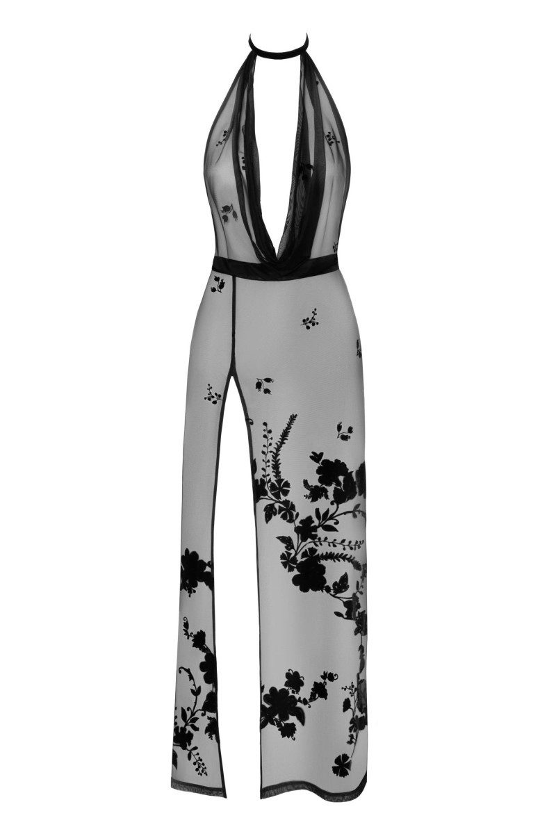 Noir Handmade Negligé langes Kleid in schwarz - S