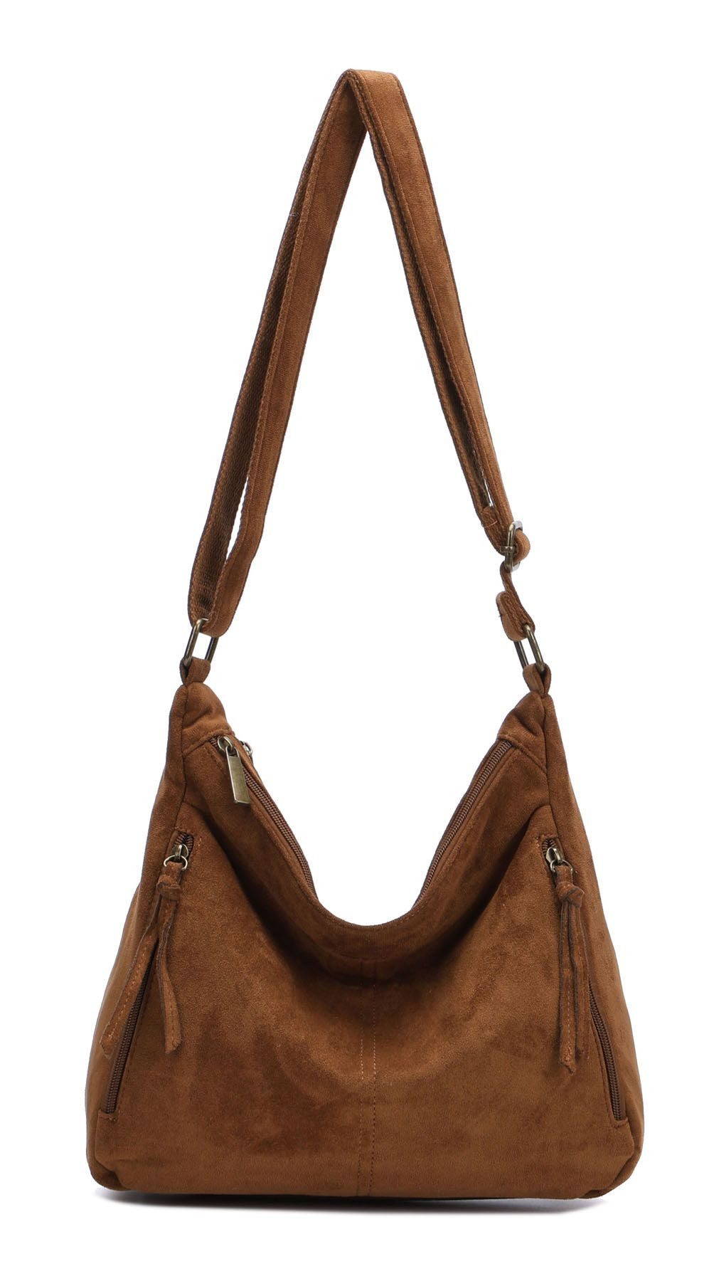 ITALYSHOP24 Schultertasche Damen Tasche Shopper Crossbody Handtasche Umhängetasche Beuteltasche, CrossOver Damentasche Hobo Bag Henkeltasche Reisetasche Leder Optik