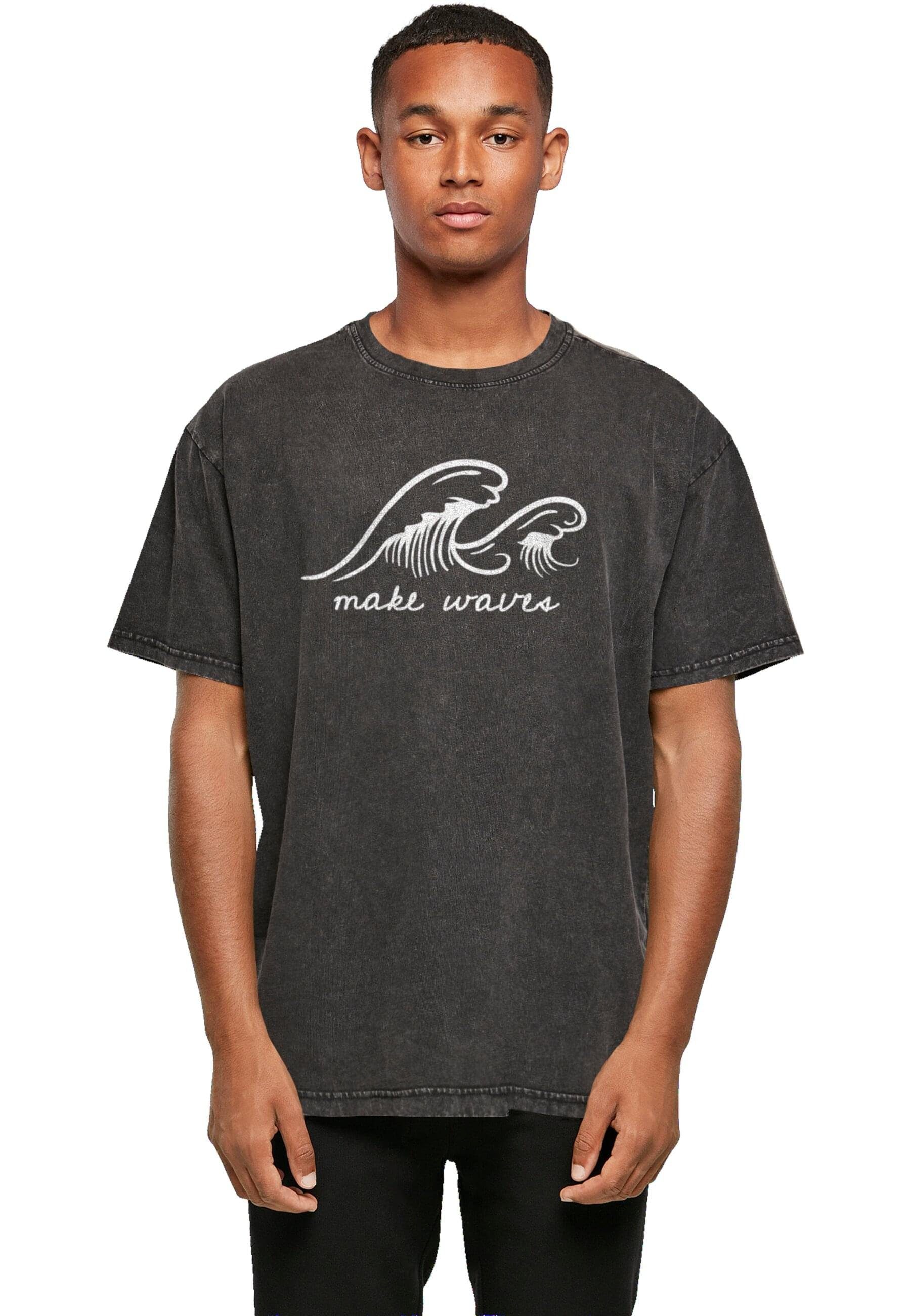 Merchcode T-Shirt Herren Summer - Make waves Acid Washed Oversize Tee (1-tlg) black