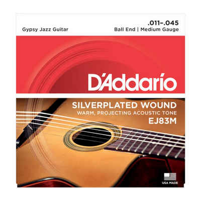 Daddario Saiten, (Gypsy Jazz Saiten EJ83M 11-45 Silverplated Wound), EJ83M Gypsy Jazz Acoustic Guitar Strings 11-45 - Westerngitarrensait