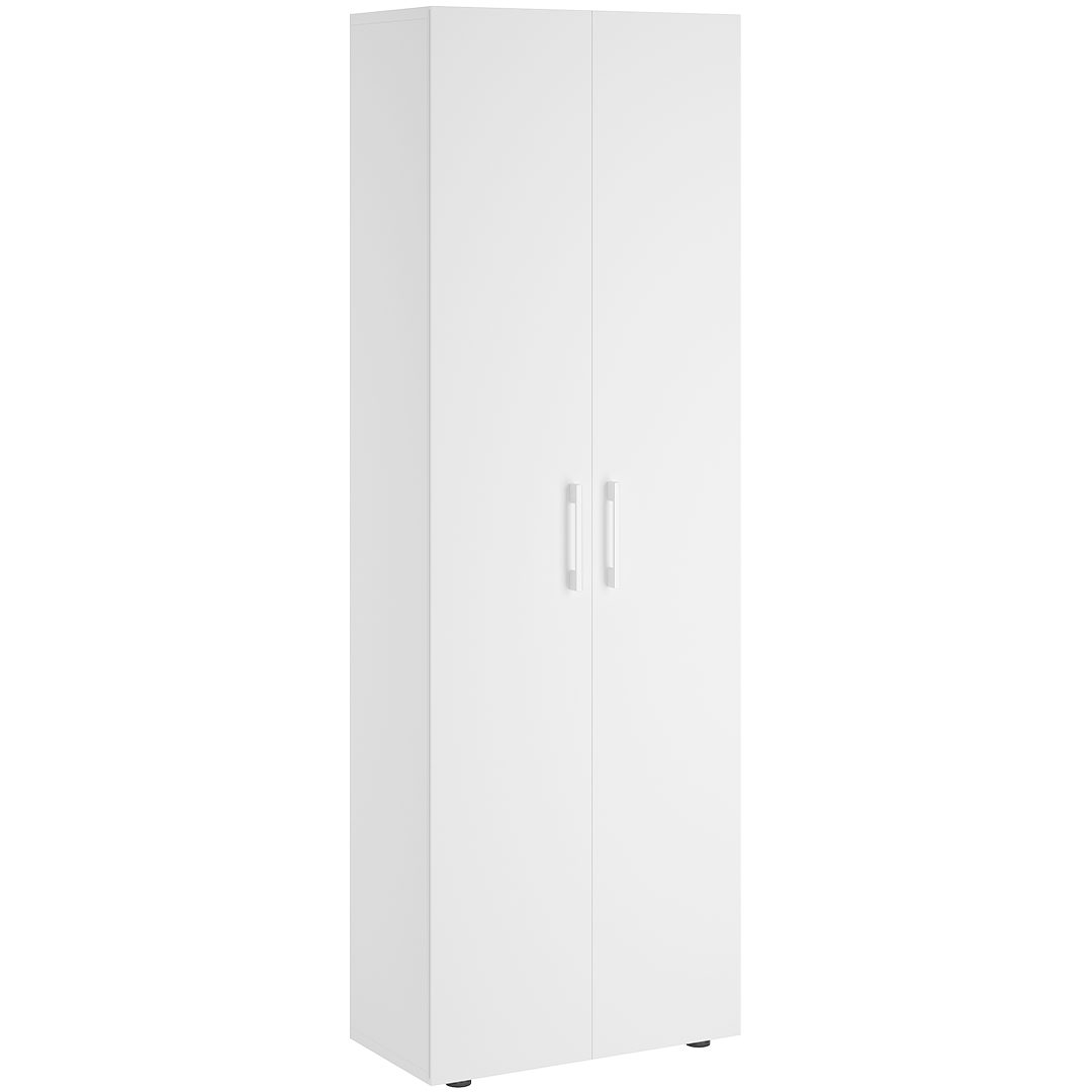 Bellamio Mehrzweckschrank Apol, Hochschrank aus Holz, Aufbewahrungsschrank (Weiß) Aktenschrank mit 2 Türen & 5 Fächern, robust & kratzfest
