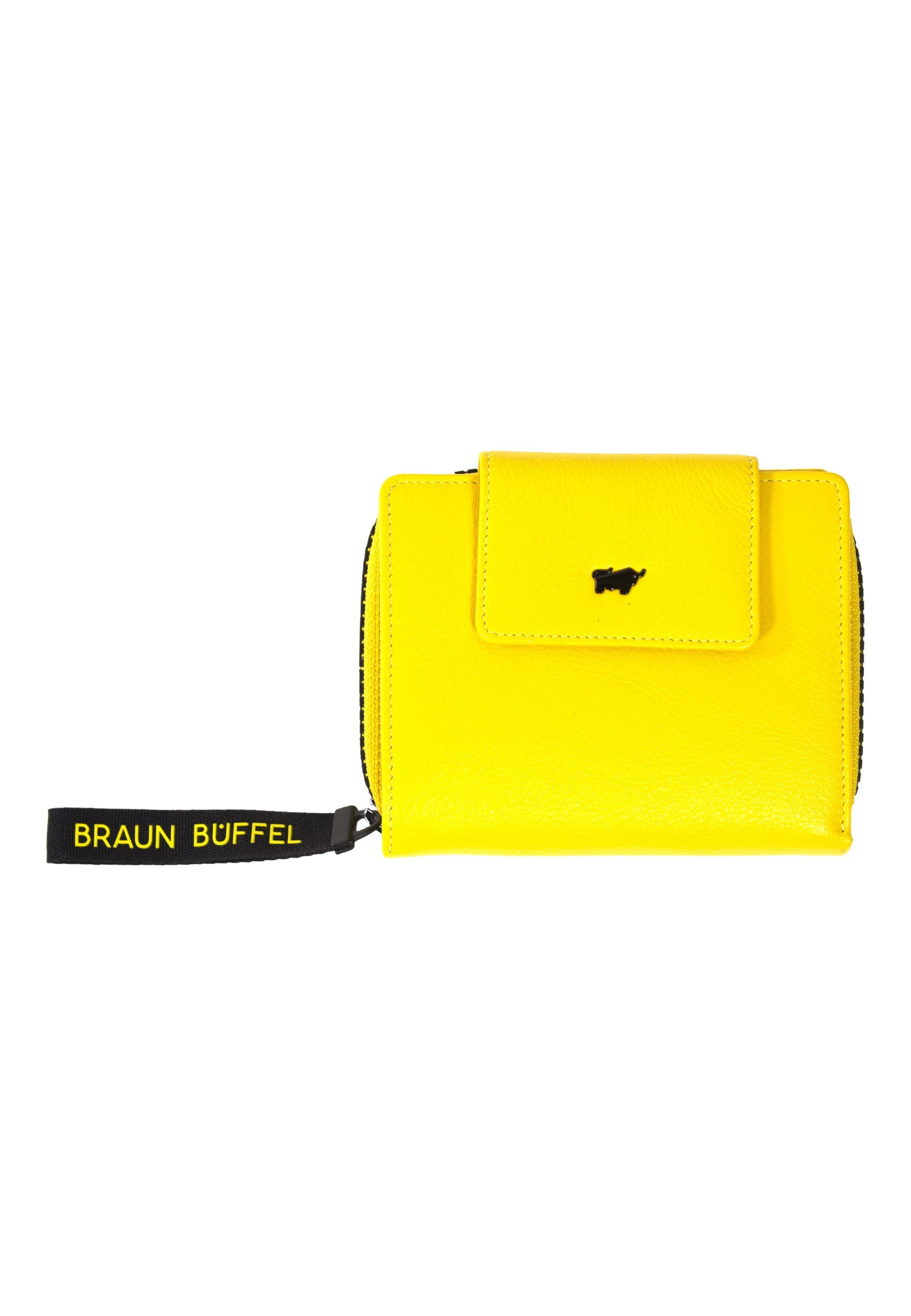 stylischem Braun Geldbörse Büffel ZIP-Band CAPRI, Yellow mit
