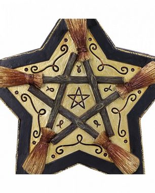 Horror-Shop Dekofigur Okkultes Schmuckkästchen mit Hexenbesen Pentagram