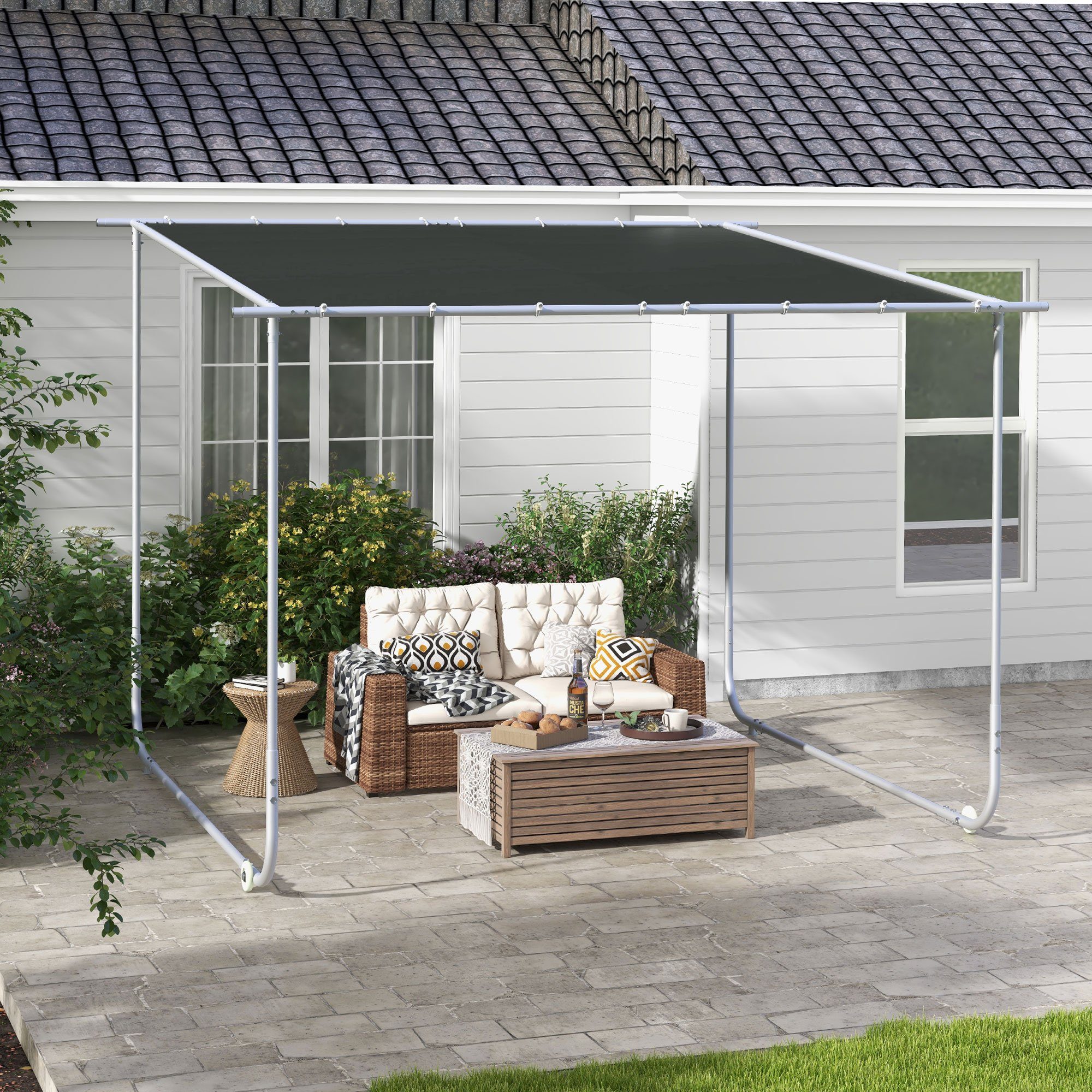 Outsunny Pavillon Pergola Terrassenüberdachung mit UV-Schutz, günstig online kaufen