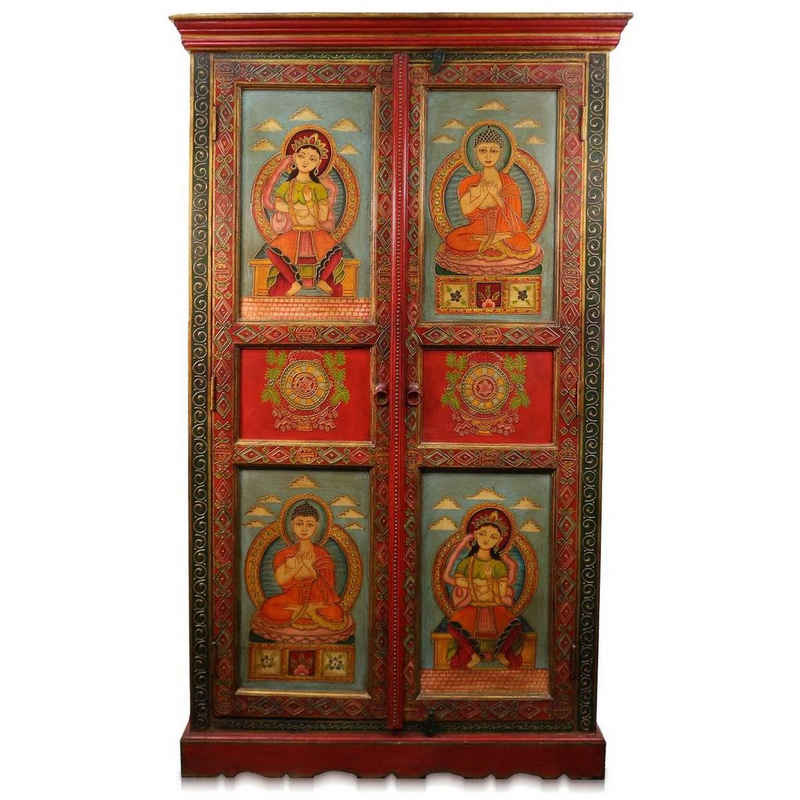 Oriental Galerie Mehrzweckschrank »Tibet Wandschrank Nyima Rot 155 cm« Handarbeit