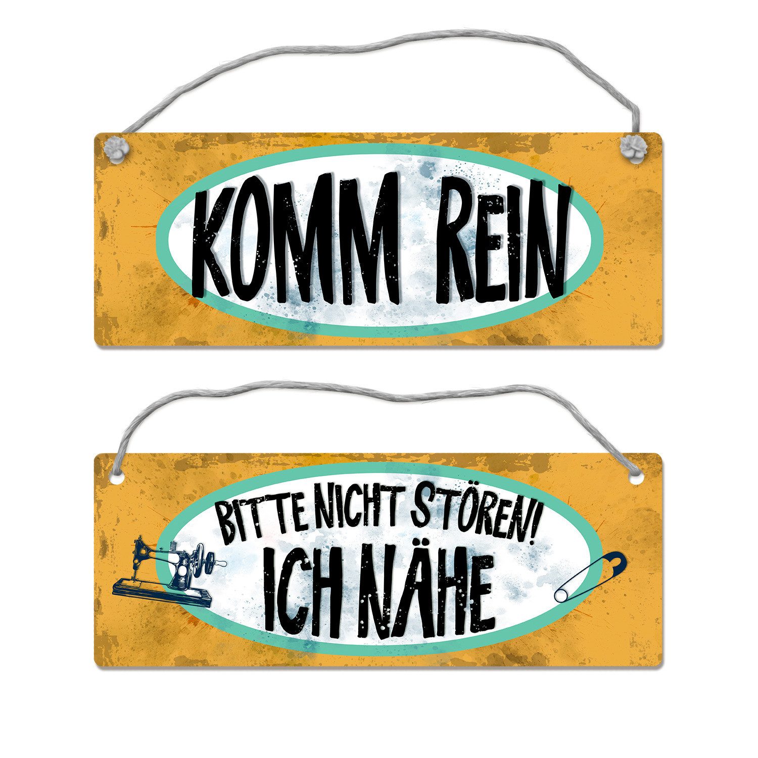 Metallschild Bitte nicht stören ich nähe Wendeschild mit Kordel Schild Türschild
