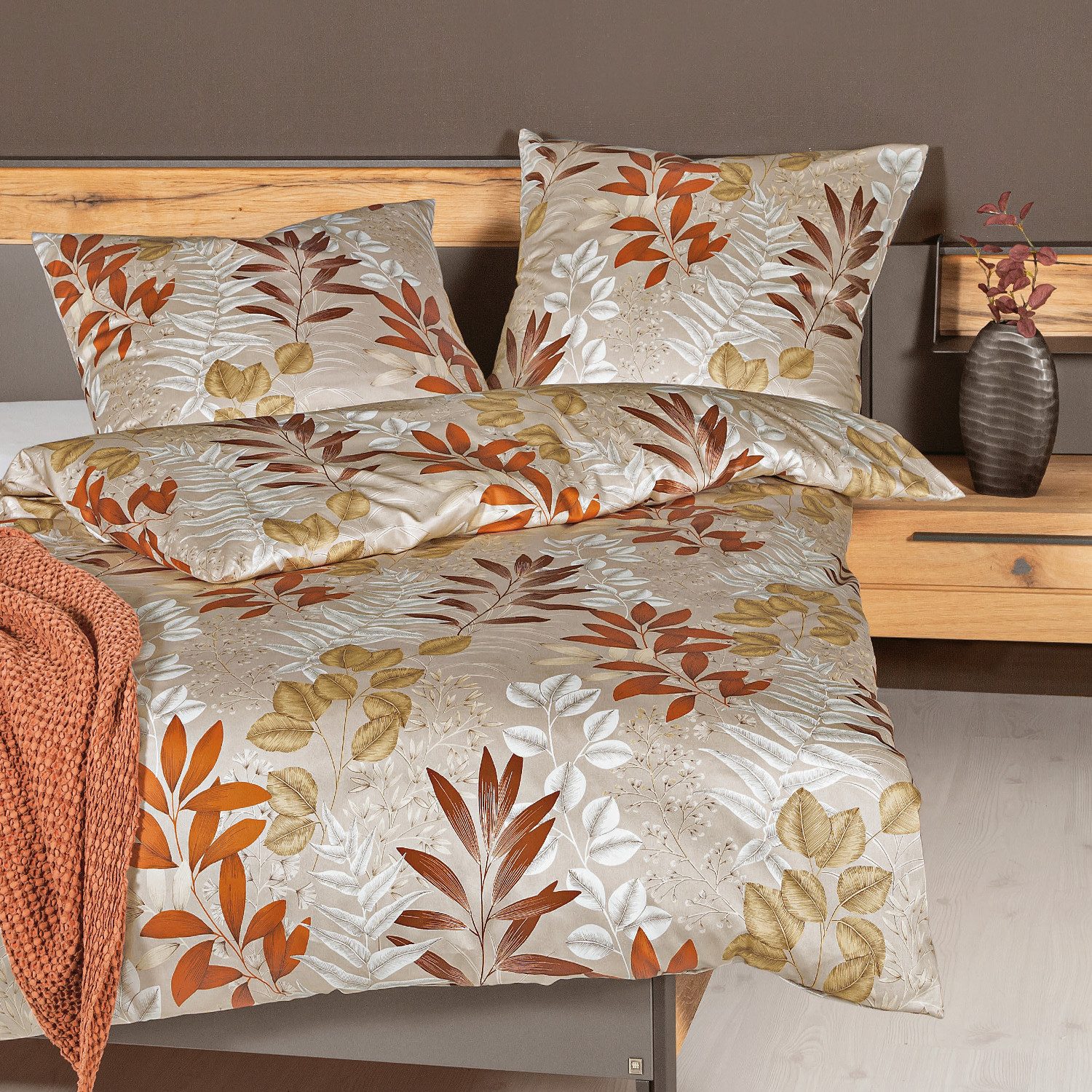 Janine Bettwäsche Janine Interlock Jersey Bettwäsche Carmen 55098-04 Blätte günstig online kaufen