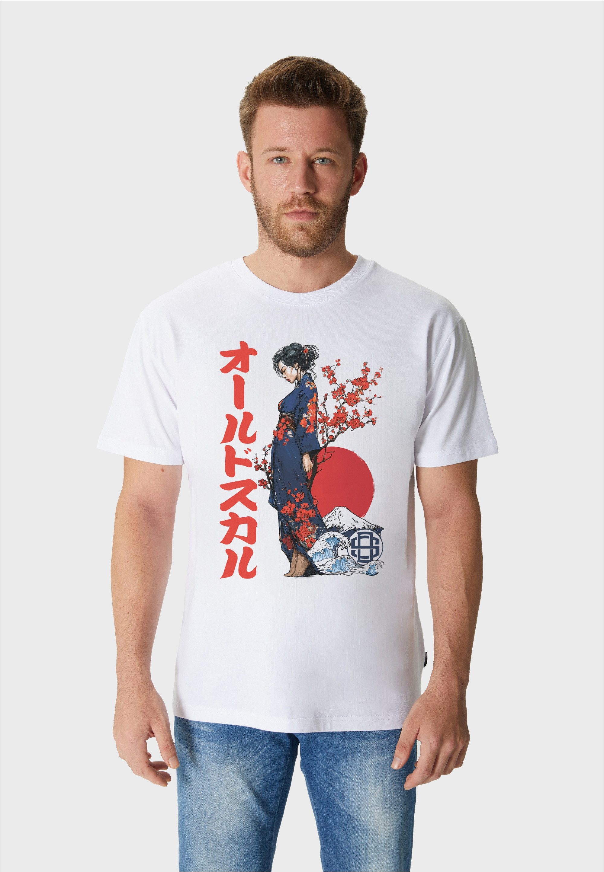 Oldskull T-Shirt Asian Fuji Wave Graphic mit coolem asiatischen Print