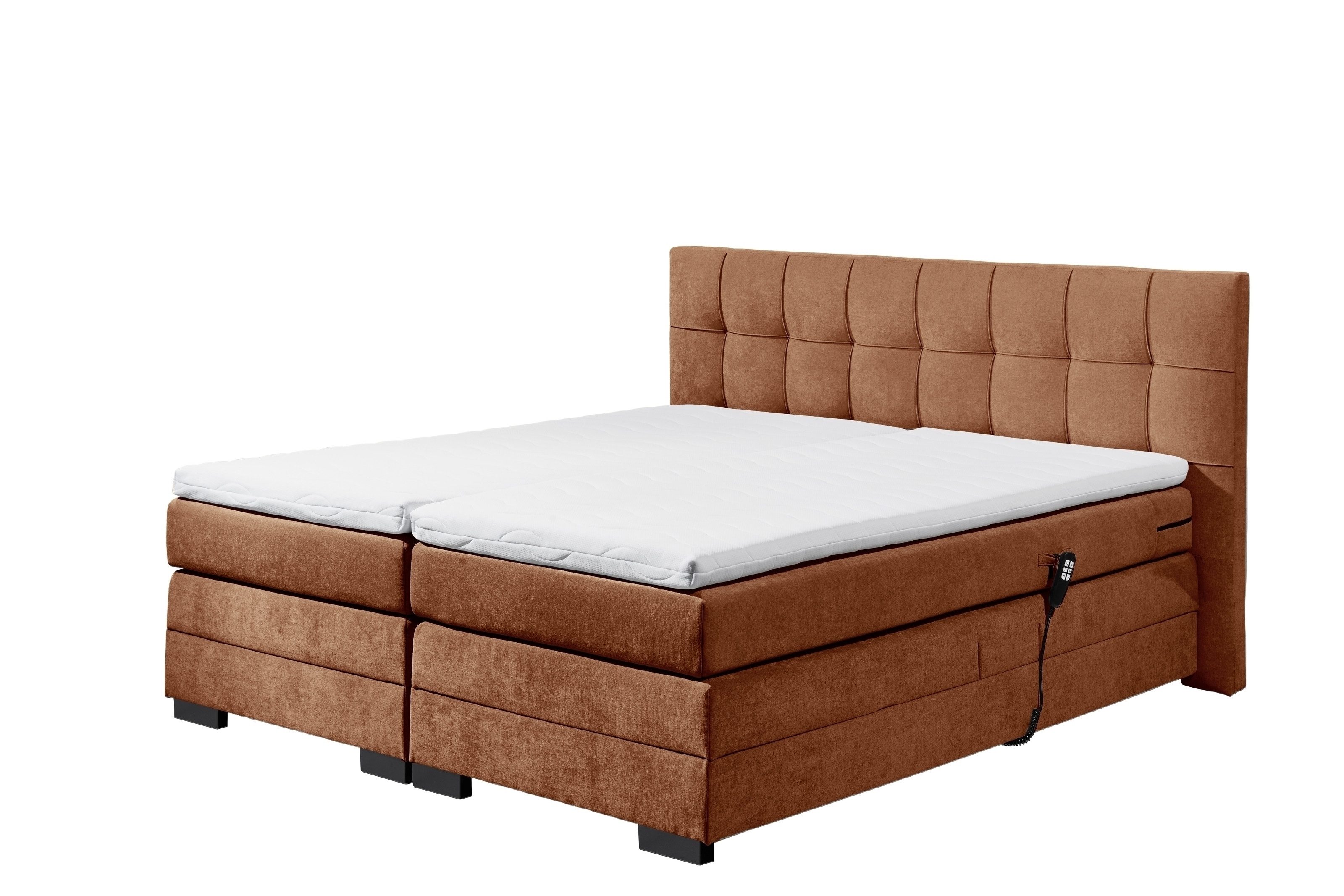 freiraum Boxspringbett TALENA, Liegefläche 180x200, Motorverstellung, cognac - 202x113x211cm (BxHxT)