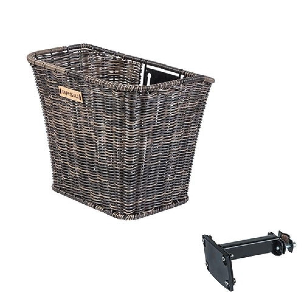 Basil Fahrradkorb Basil Vorderradkorb Bremen FM Rattan dunkelbraun 26x35x27 cm
