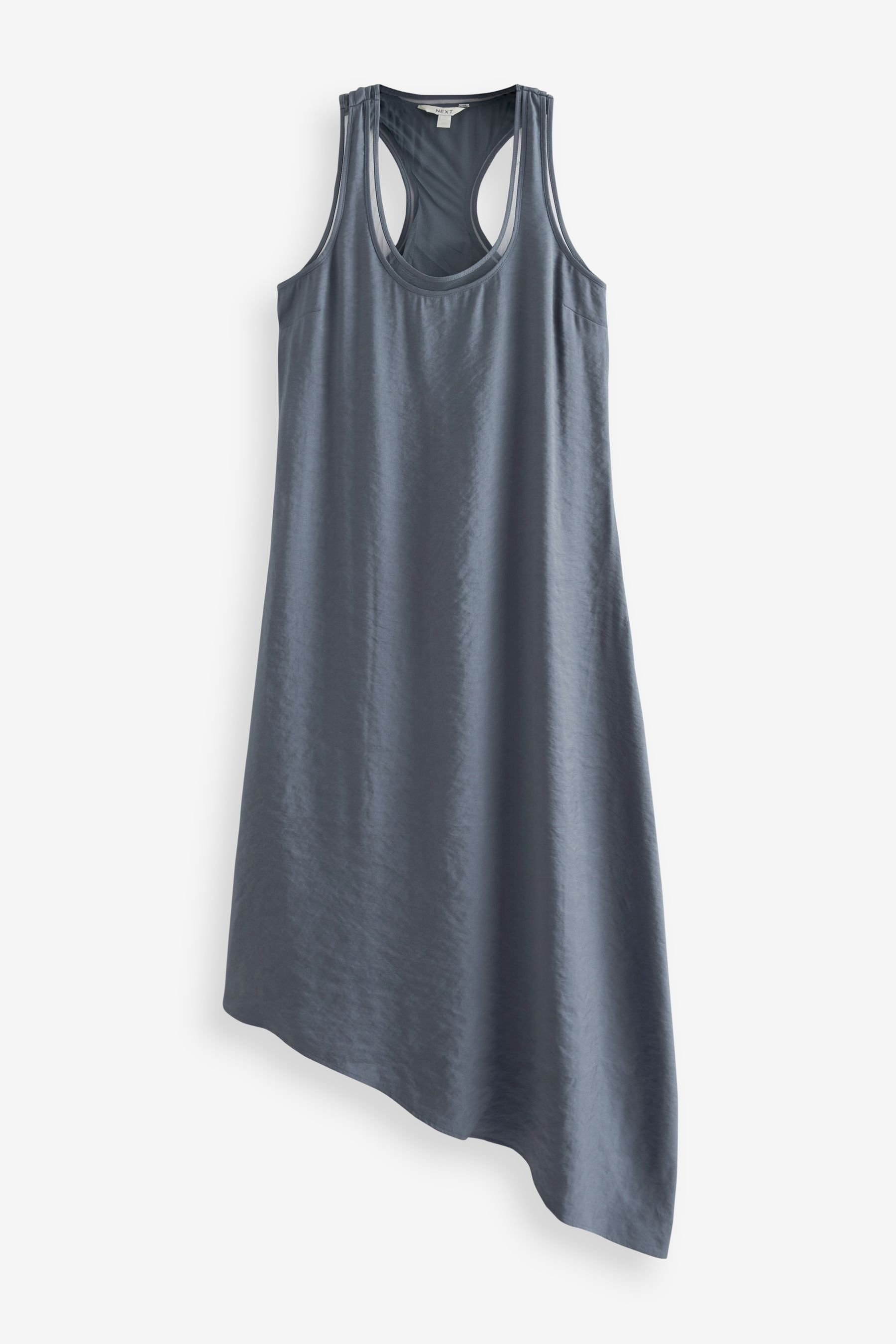Next Sommerkleid Asymmetrisches Sommerkleid mit tiefem Ausschnitt (1-tlg) Grey Slate