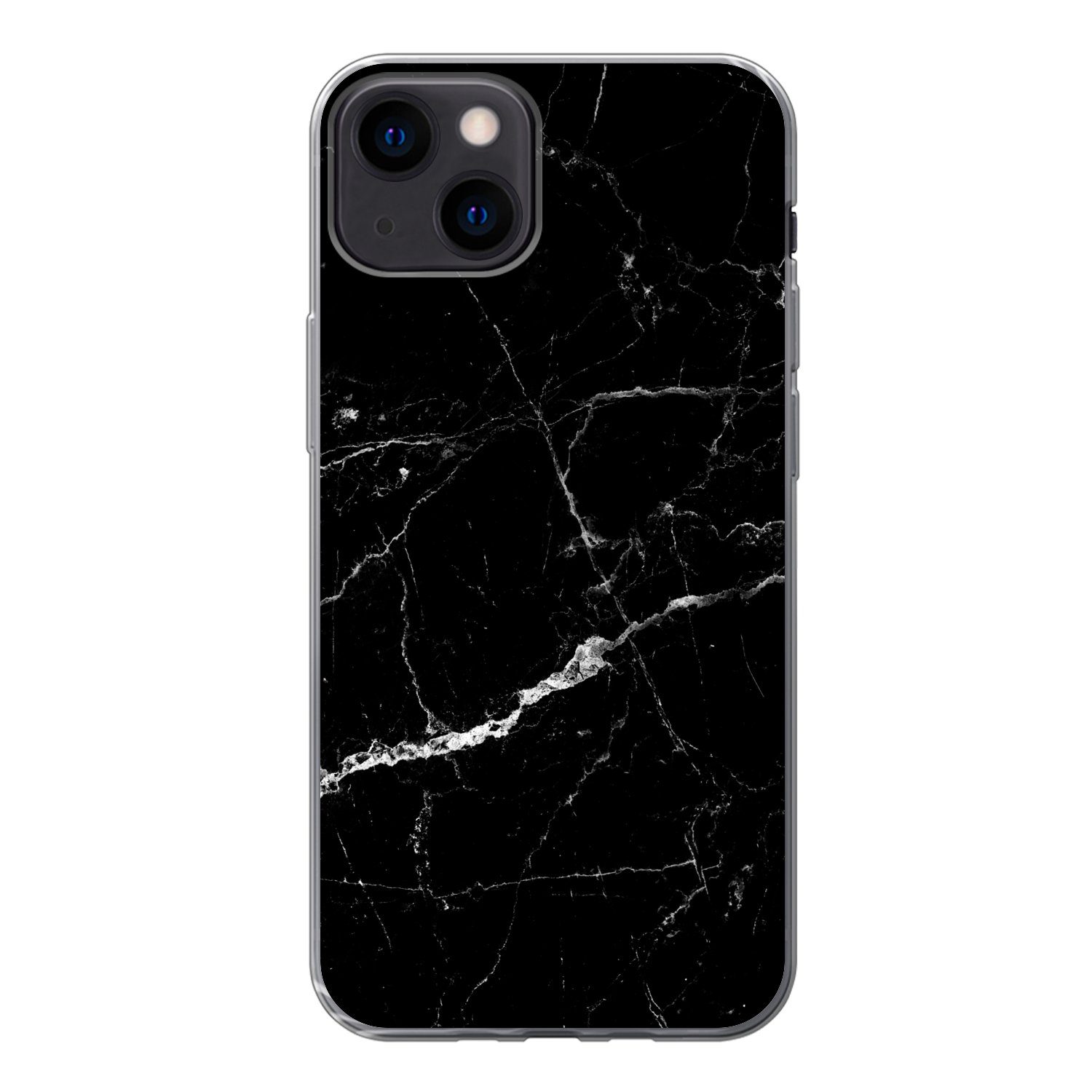MuchoWow Handyhülle für Apple iPhone 13 Marmoroptik - Schwarz - Luxus, Smartphone-Bumper, Print, Handy Schutzhülle Dünn