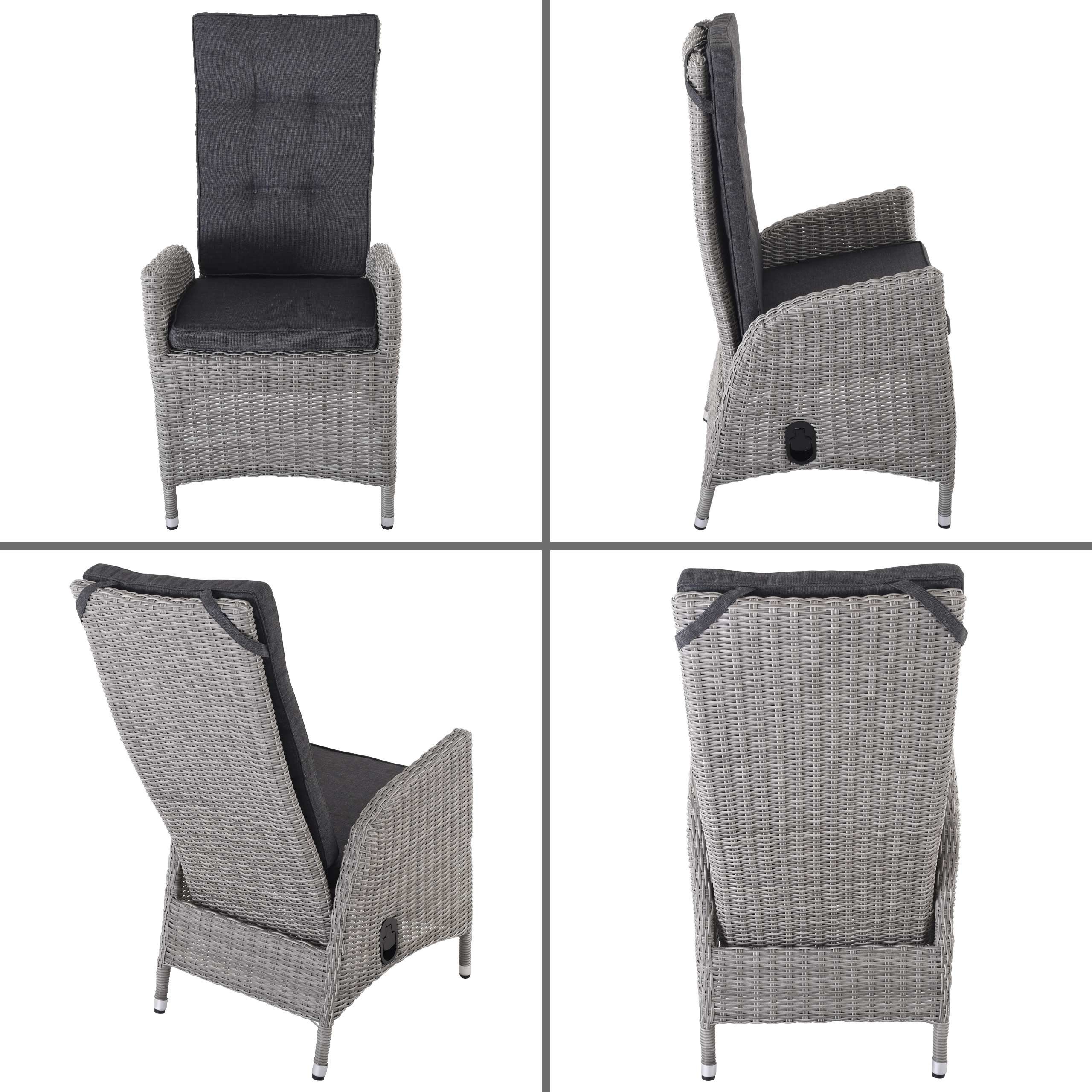 Raburg Gartensessel JUNA in CREME-GRAU-MELIERT, Polster in SCHIEFER (2er-Set), mit Relaxfunktion