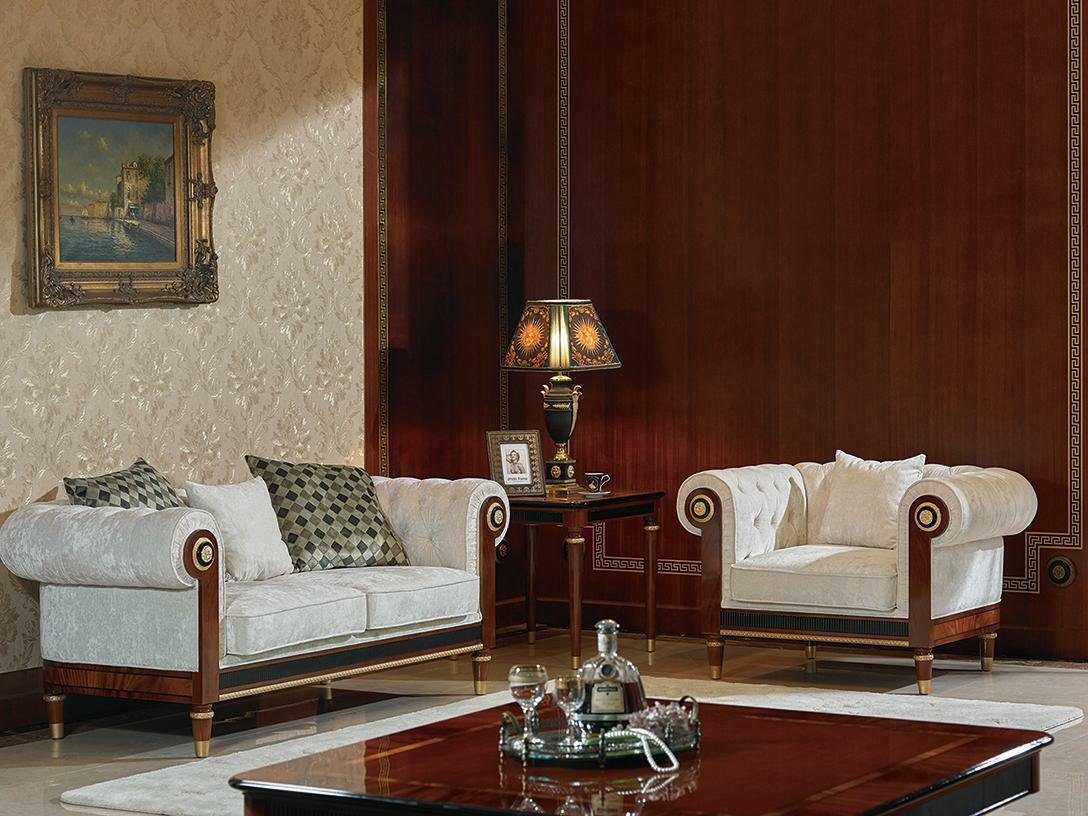 Couch Sofort, Königliche Barock Wohnzimmer-Set Sofagarnitur (3-St) 3+2+1 Holz JVmoebel Sofa Garnitur
