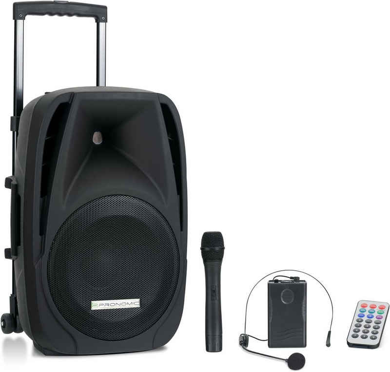 Pronomic Pronomic PH12AW Akku-Aktivbox 12" Lautsprecher (Bluetooth, 80 W, MP3/SD/USB-Player, inkl. Funkmikrofon & Headset)