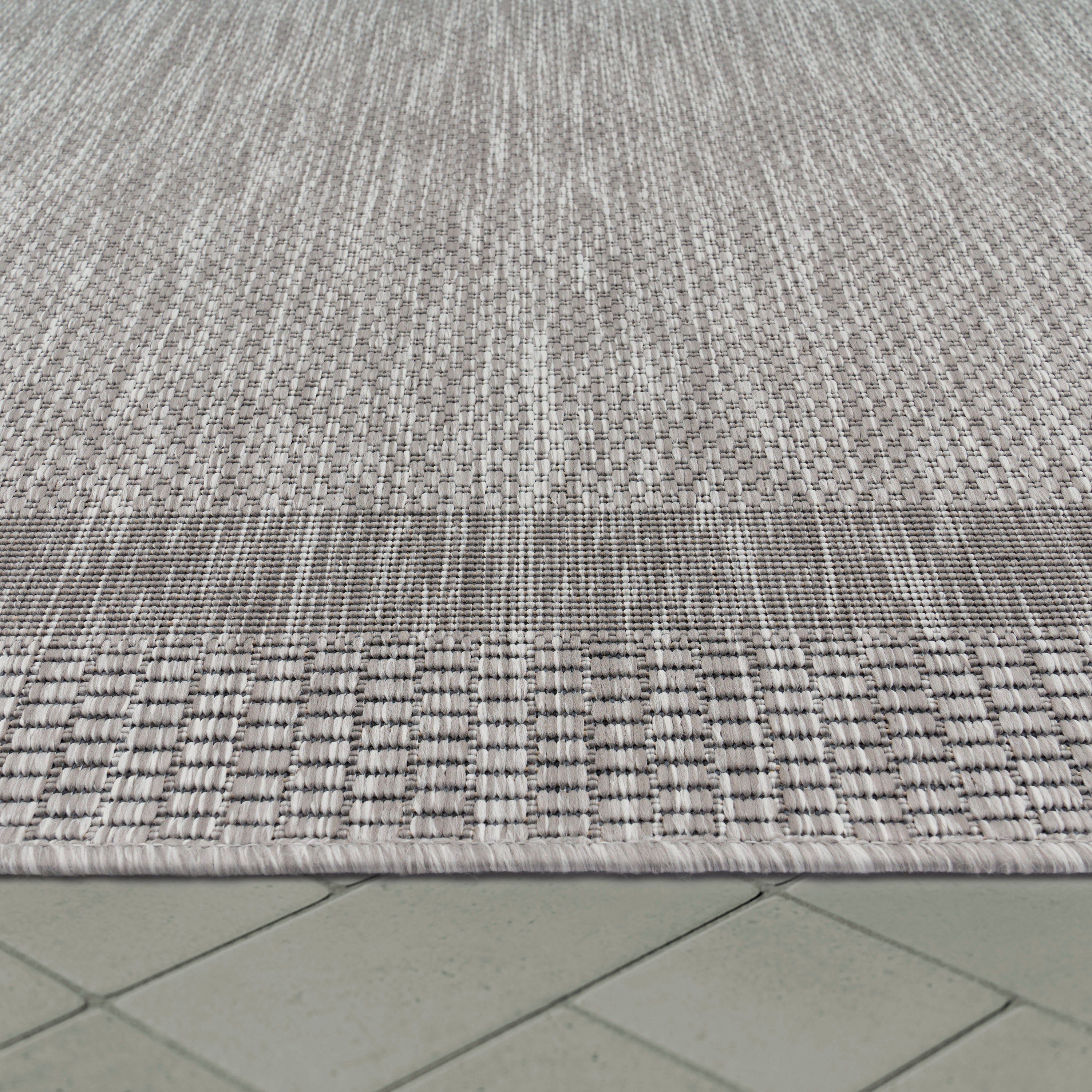 Teppich Roma 272, Paco Home, und grau Outdoor Höhe: meliert, mit Bordüre, In- geeignet rechteckig, 4 dezenter mm, Flachgewebe