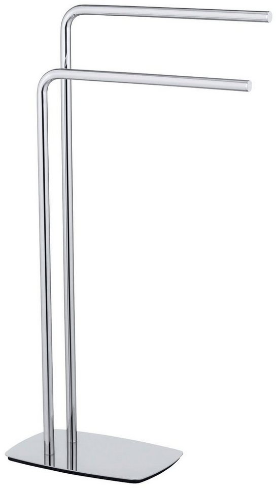 WENKO Handtuchständer Iria, mit 2 Handtuchstangen, Mit hochwertiger,  schwerer Bodenplatte aus rostfreiem Edelstahl