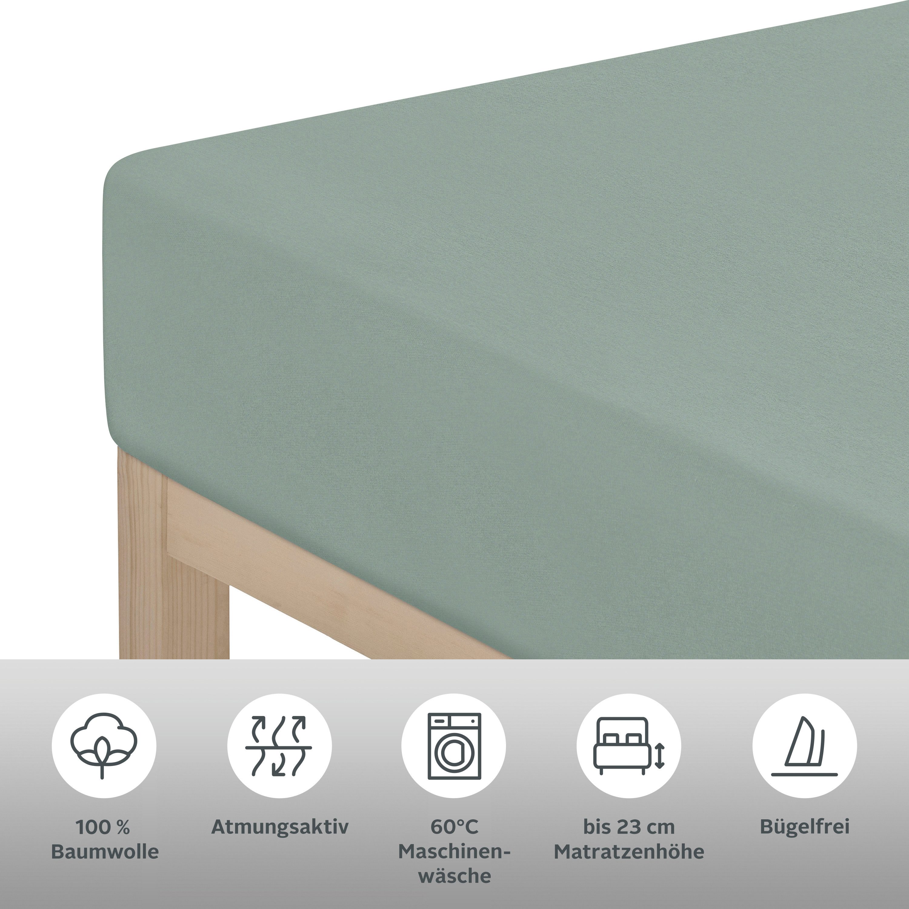 OTTO home Spannbettlaken GRETA Jersey aus 100% Baumwolle, 150 g/m², Jersey, Gummizug: rundum, (1 Stück), Premium Bettlaken für Matratzen bis 23 cm Höhe, perfekt – Bild 2 von 5