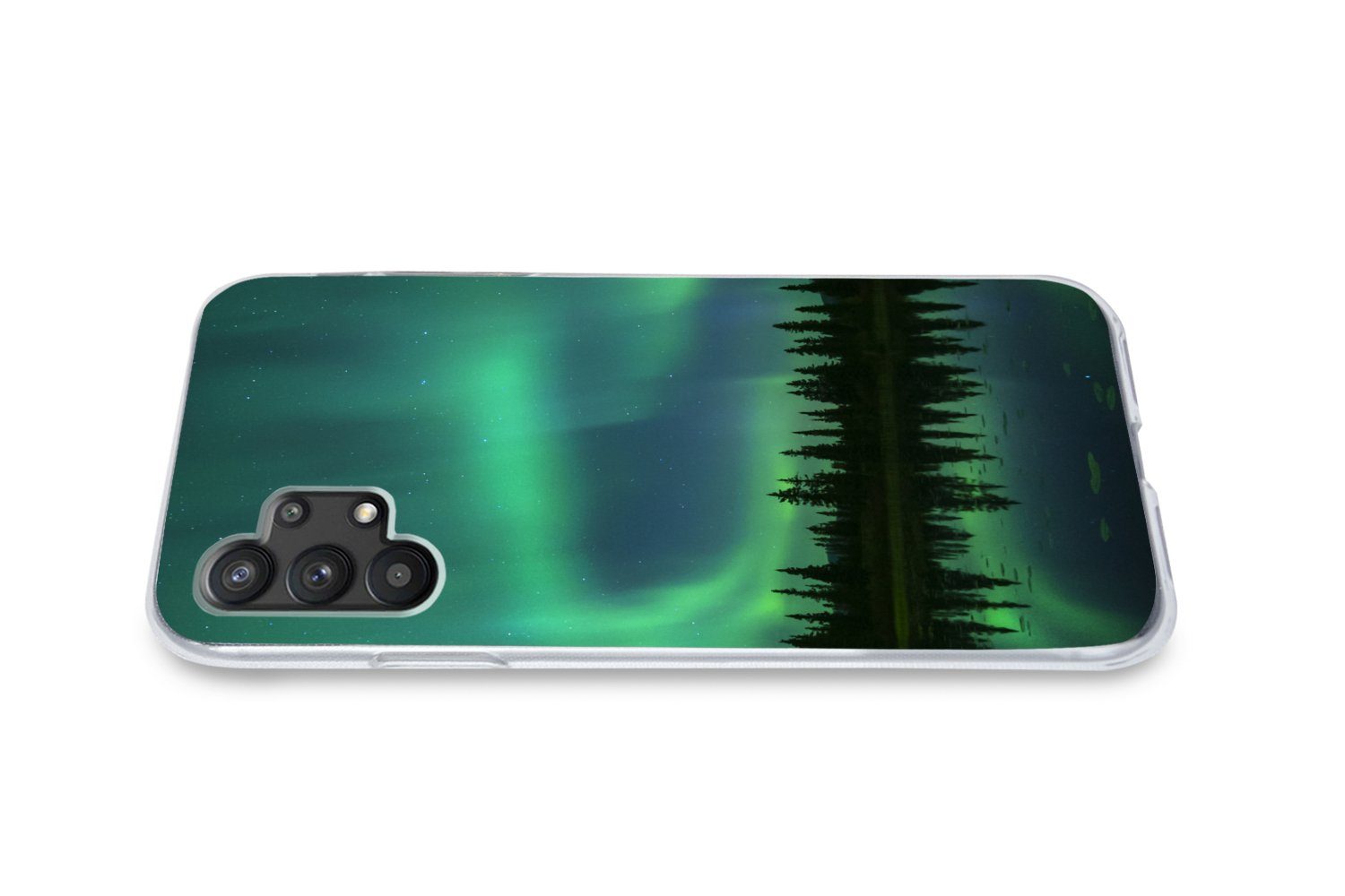 MuchoWow Handyhülle für Samsung Galaxy A32 5G Nordlicht - Bäume - Wasser - Alaska, Smartphone-Bumper, Print, Handy Schutzhülle Dünn