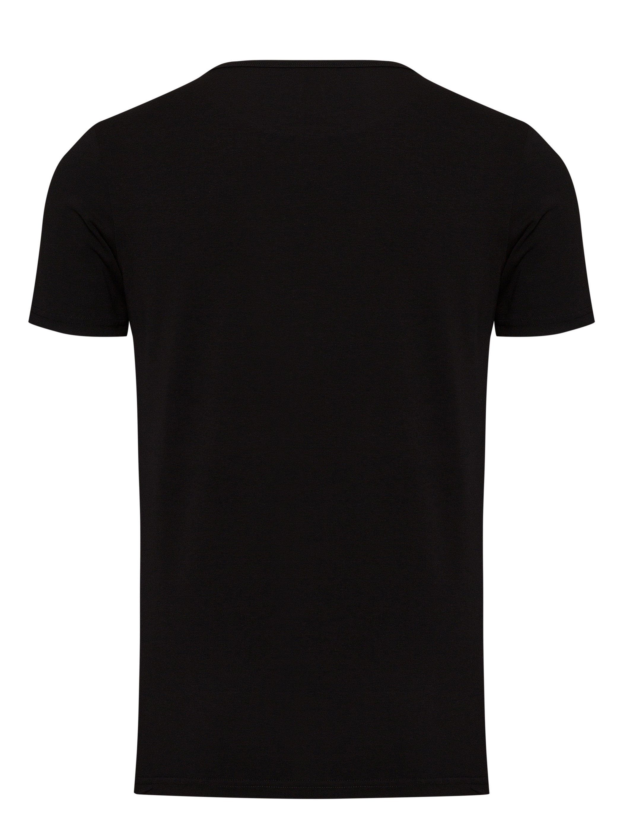 Neck Yazubi 194008) T-Shirt T-Shirt Rundhalsshirt Crew (black Mythic Basic 3-Pack (Set) modernes Schwarz
