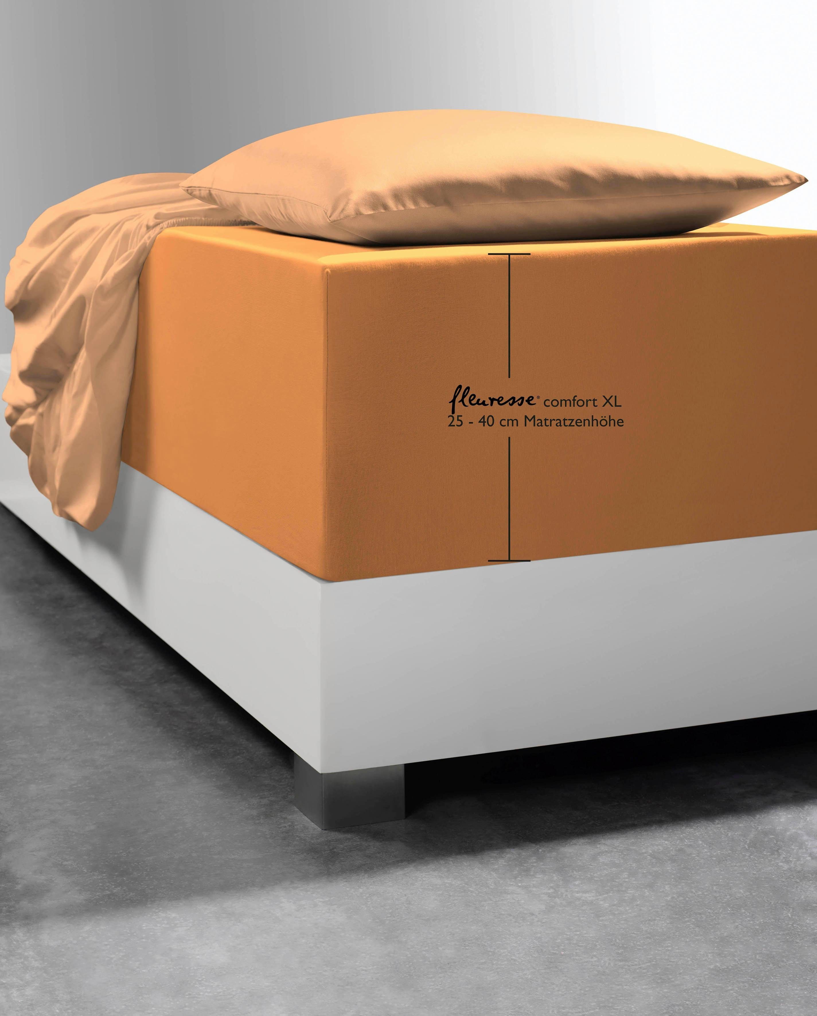 fleuresse Spannbettlaken Comfort XL, Mako-Jersey, Gummizug: rundum, (1 Stück), Mako-Jersey, für Matratzen bis 40 cm Höhe, Bettlaken, Spannbetttuch