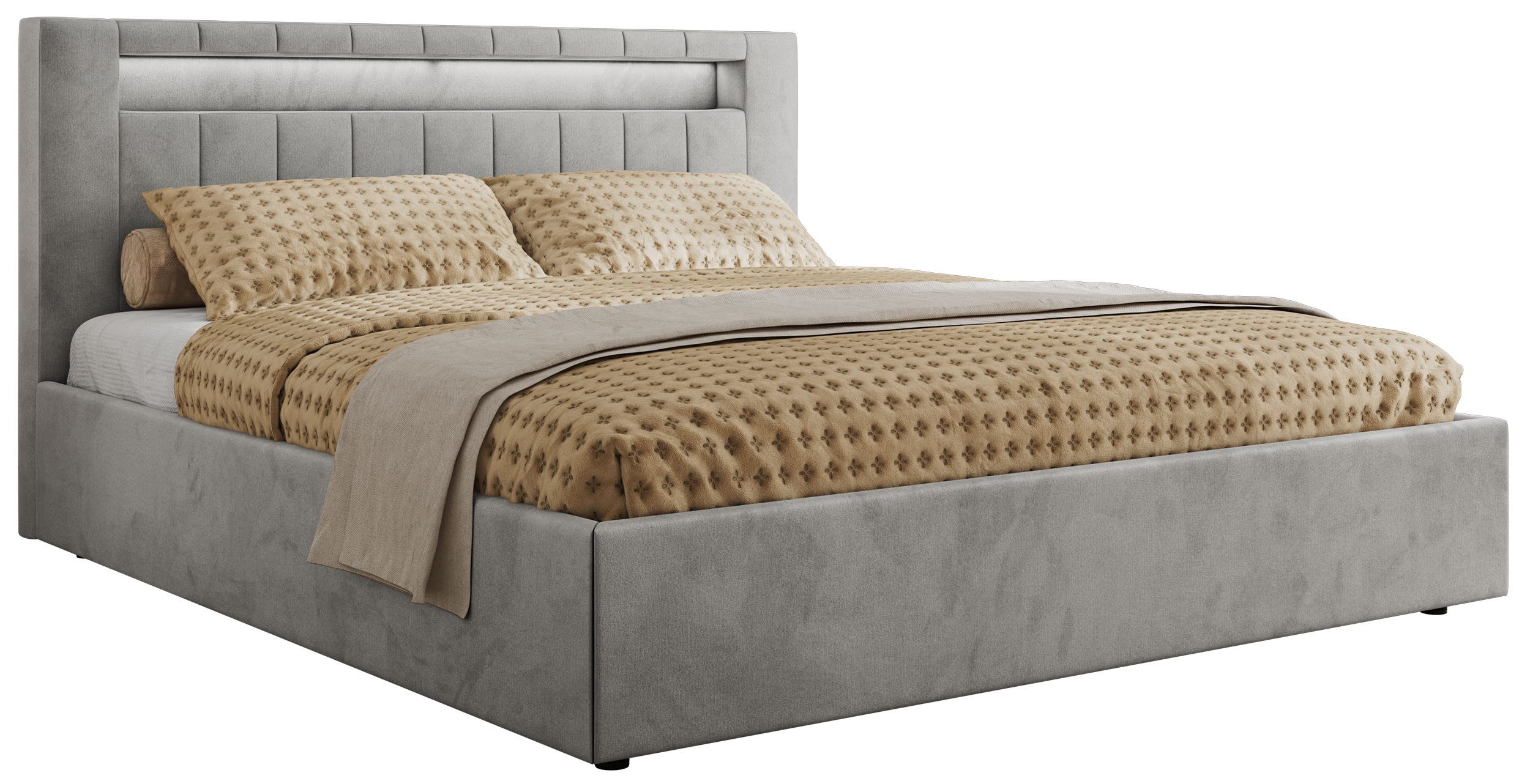 MKS MÖBEL Polsterbett GOLD 5 Classic (Bett, Bett mit Bettkasten & LED-Kopfteil), Lattenrost integriert, 140–200x200 cm