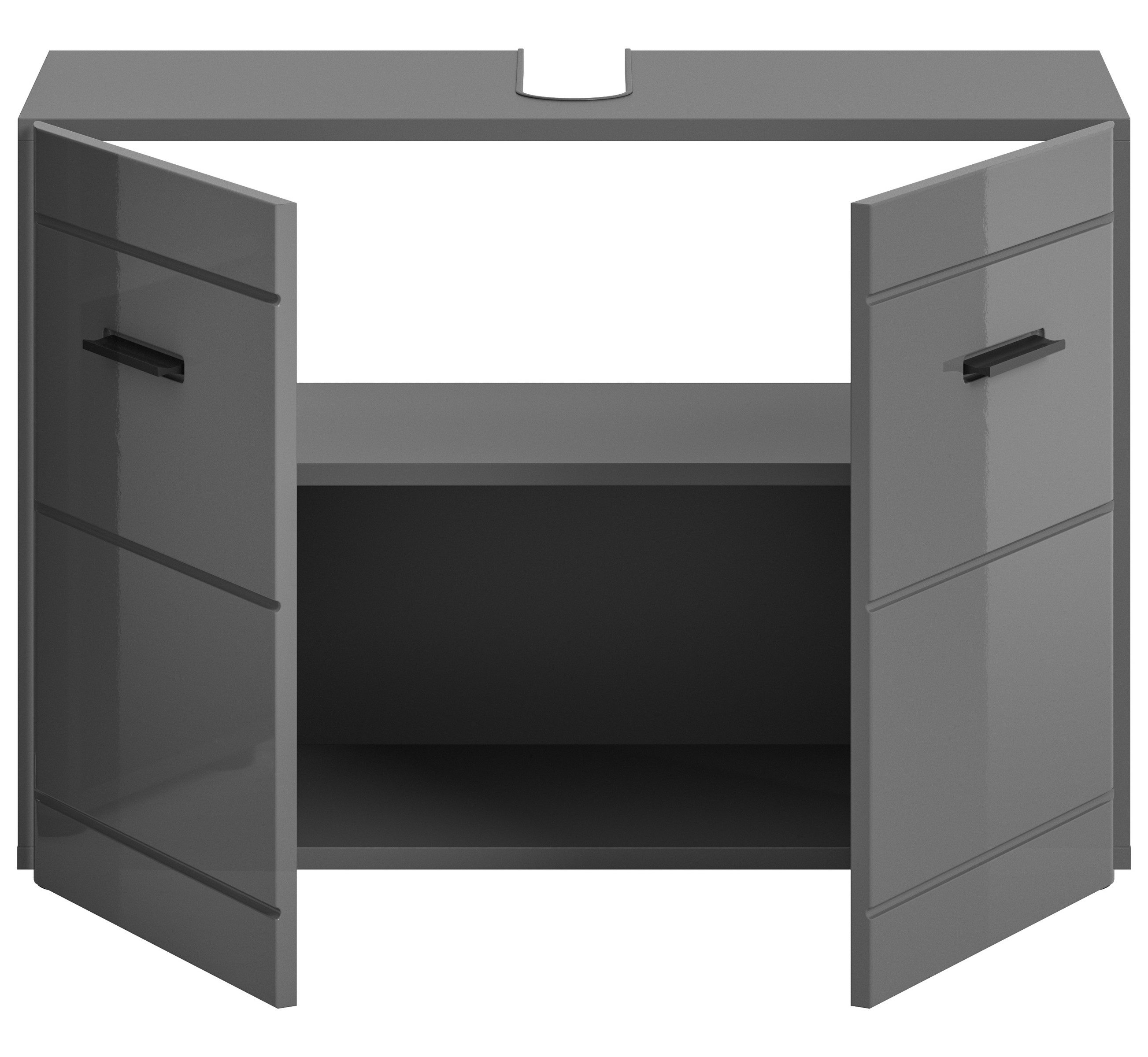 xonox.home Waschbeckenunterschrank in Grau Hochglanz - 80x56x34cm (BxHxT)
