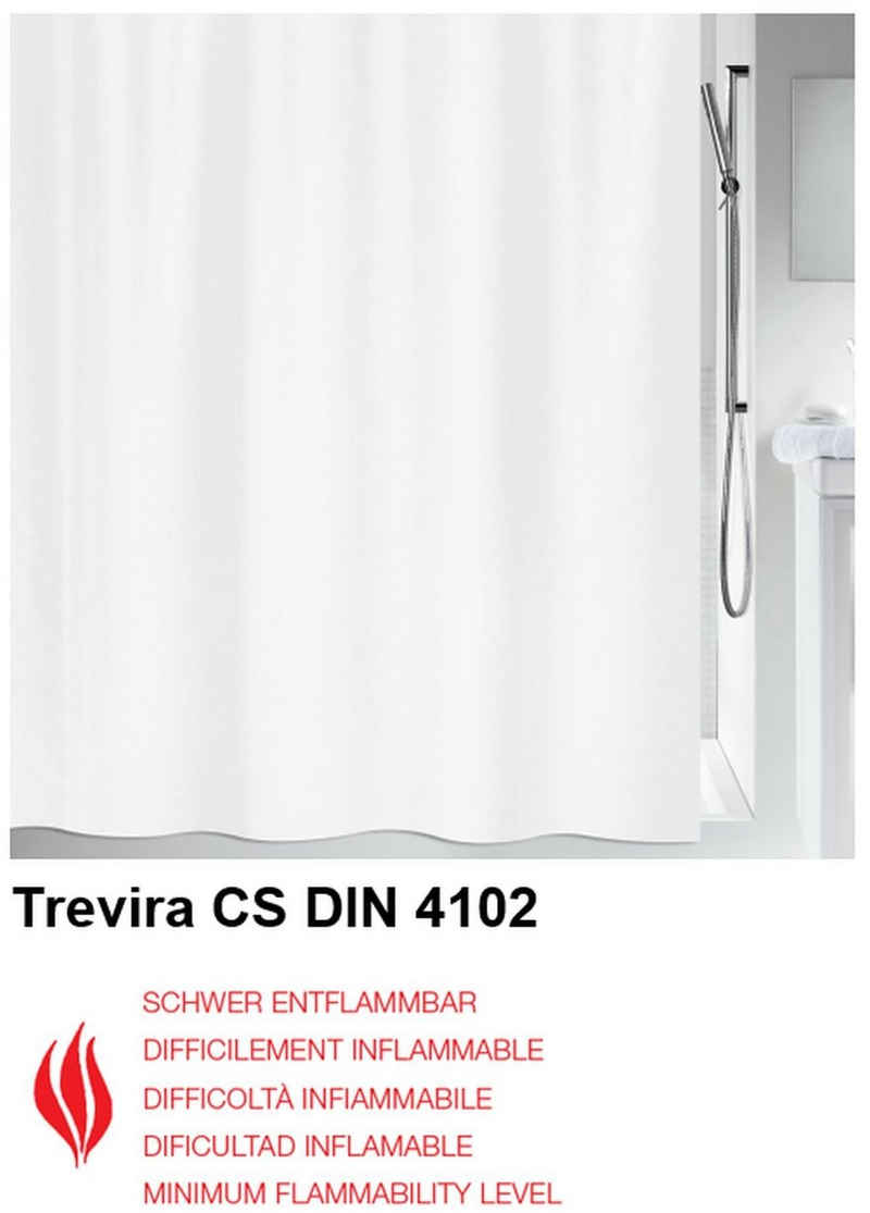 spirella Duschvorhang SECURITAS Breite 120 cm, Premium Textil-Duschvorhang, 100% Polyester, schwer entflammbar Trevira© CS DIN 4102 Brandschutznorm B1, Made in Europe, wasserabweisend, Anti-Schimmel-Effekt, waschbar 40°, Farbe weiß, Размер 120 x 200 cm