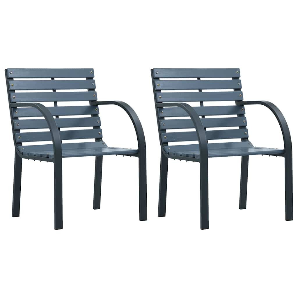 furnicato Gartenstuhl 2er-Set Gartenstühle aus massivem Tannenholz und pulverbeschichtetem (2 St), Witterungsbeständige Sitzgruppe mit Armlehnen und Rückenlehnen