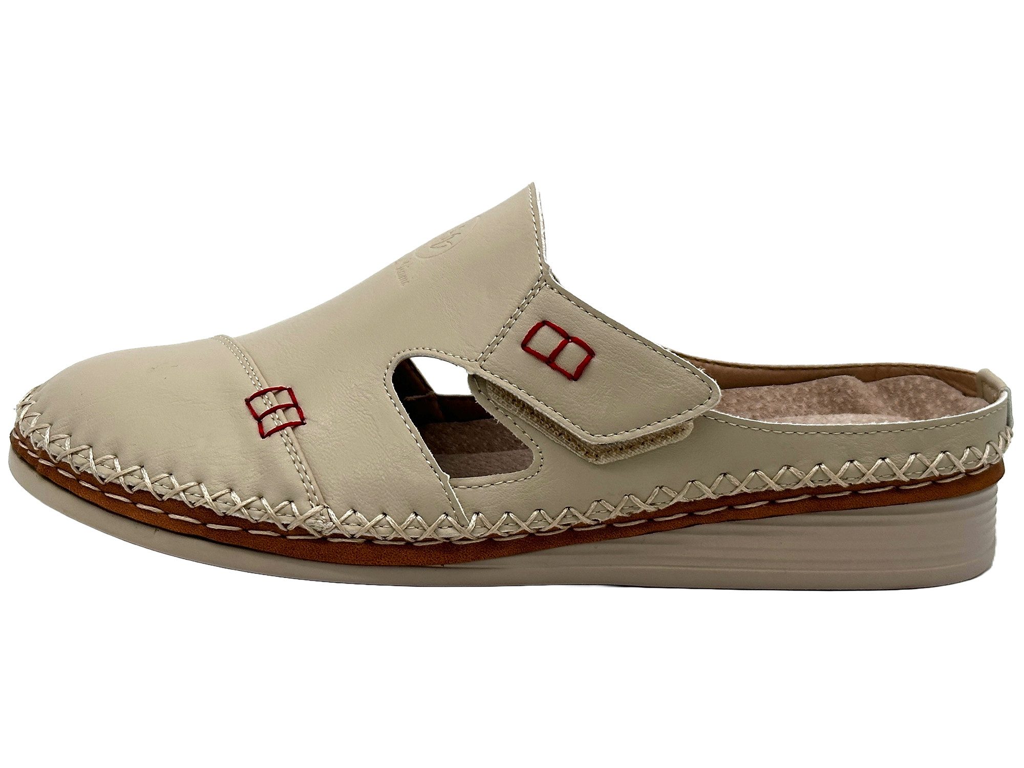 Nowaland Bequeme Damen-Pantolette mit Klettverschluss und Ziernähten Pantol günstig online kaufen