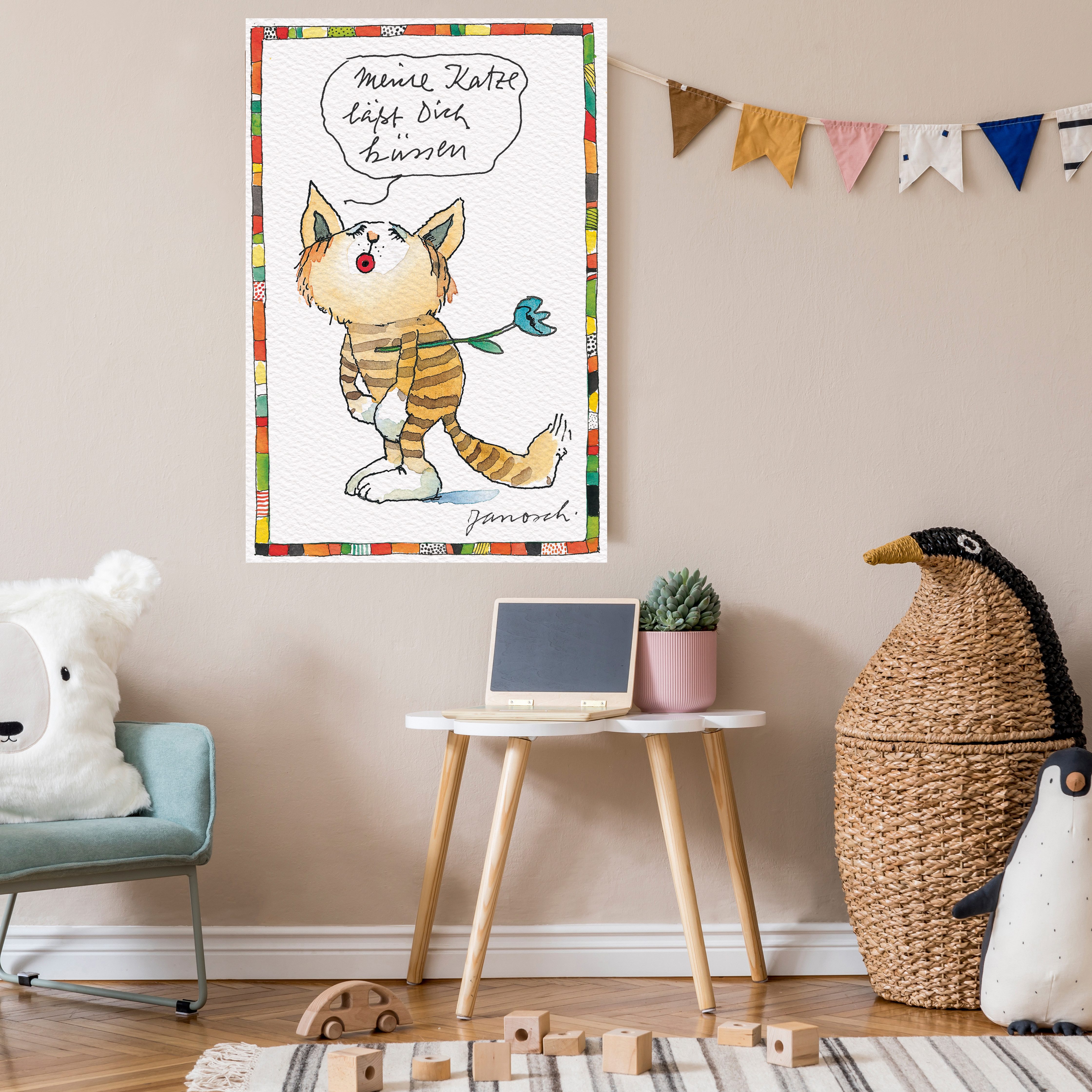 LuckyLinde Leinwandbild Meine Katze lässt dich Küssen, Blumen, Figuren, Filmfiguren, Katze, Katzen, Liebessprüche, Motivationsbilder, Natur, Schriftzug, Sprüche, Tiere, Tiger, little star (1 St), Exklusive JANOSCH Kindermotive