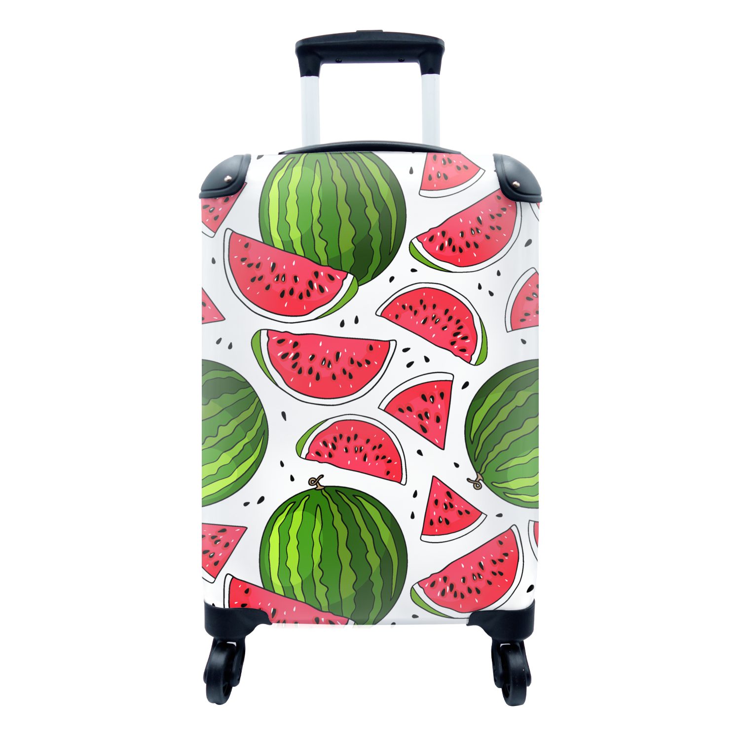 MuchoWow Handgepäckkoffer Muster - Wassermelone - Kern - Frucht, 4 Rollen, Reisetasche mit rollen, Handgepäck für Ferien, Trolley, Reisekoffer