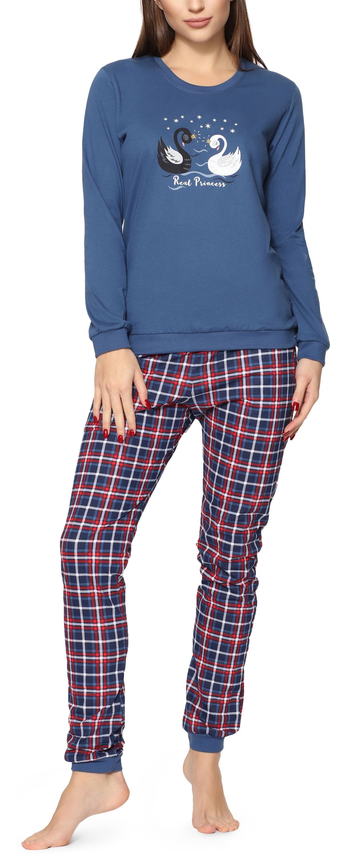 Damen Jeans/Schwan Schlafanzug Schlafanzug 671 Cornette 2016