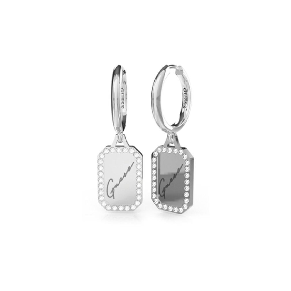 Guess Paar Ohrstecker Round earrings with Crystal Tag pendants JUBE01133JWR günstig online kaufen