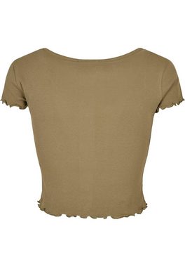 URBAN CLASSICS Kurzarmshirt Urban Classics Damen Ladies Cropped Button Up Rib Tee (1-tlg)