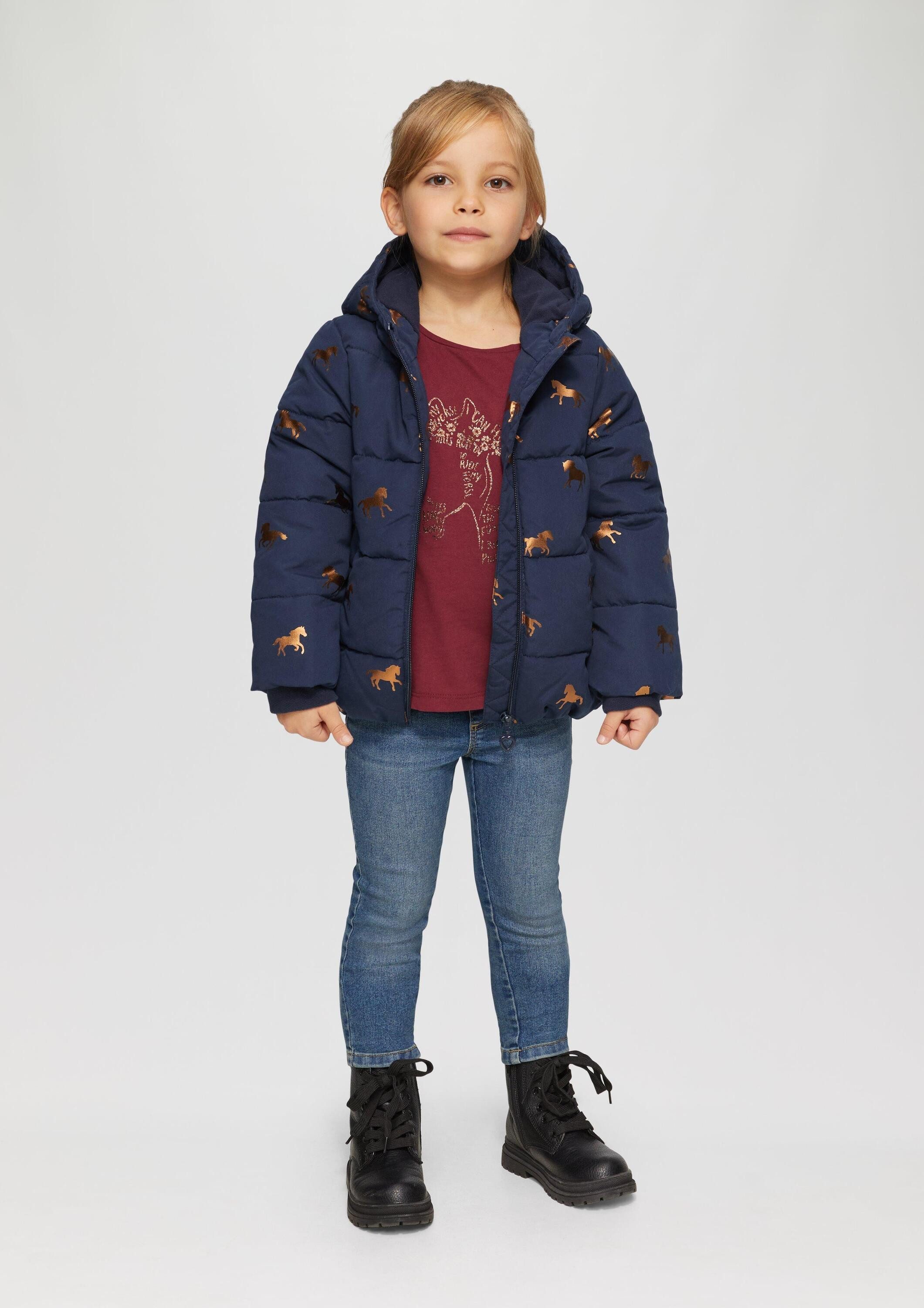 s.Oliver Winterjacke Outdoor-Jacke Steppjacke mit schimmerndem Print und Fleecefutter