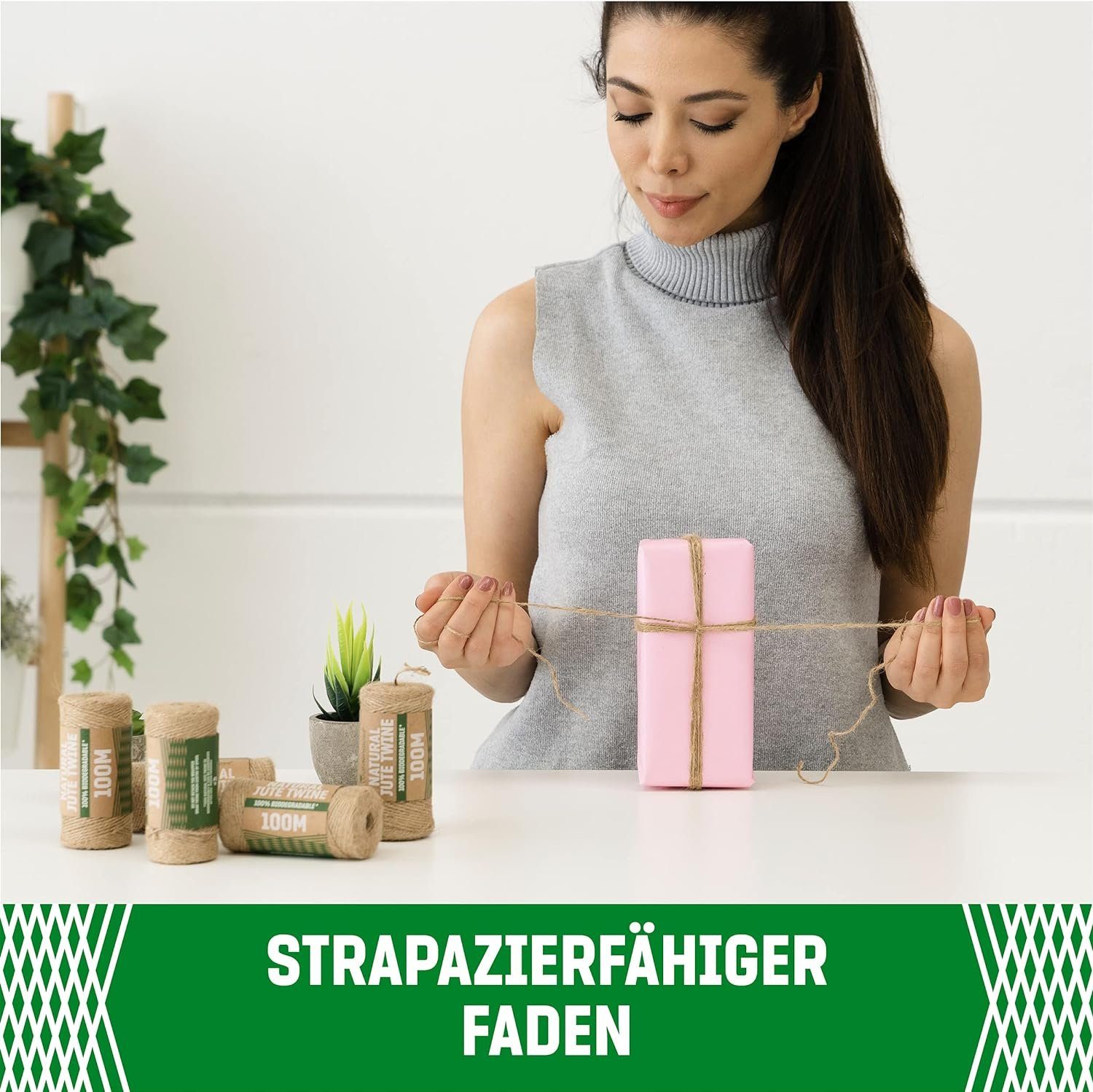 GardenGloss Juteschnur: 100% Biologisch Abbaubar, Für Garten, DIY, Geschenke Zwirn