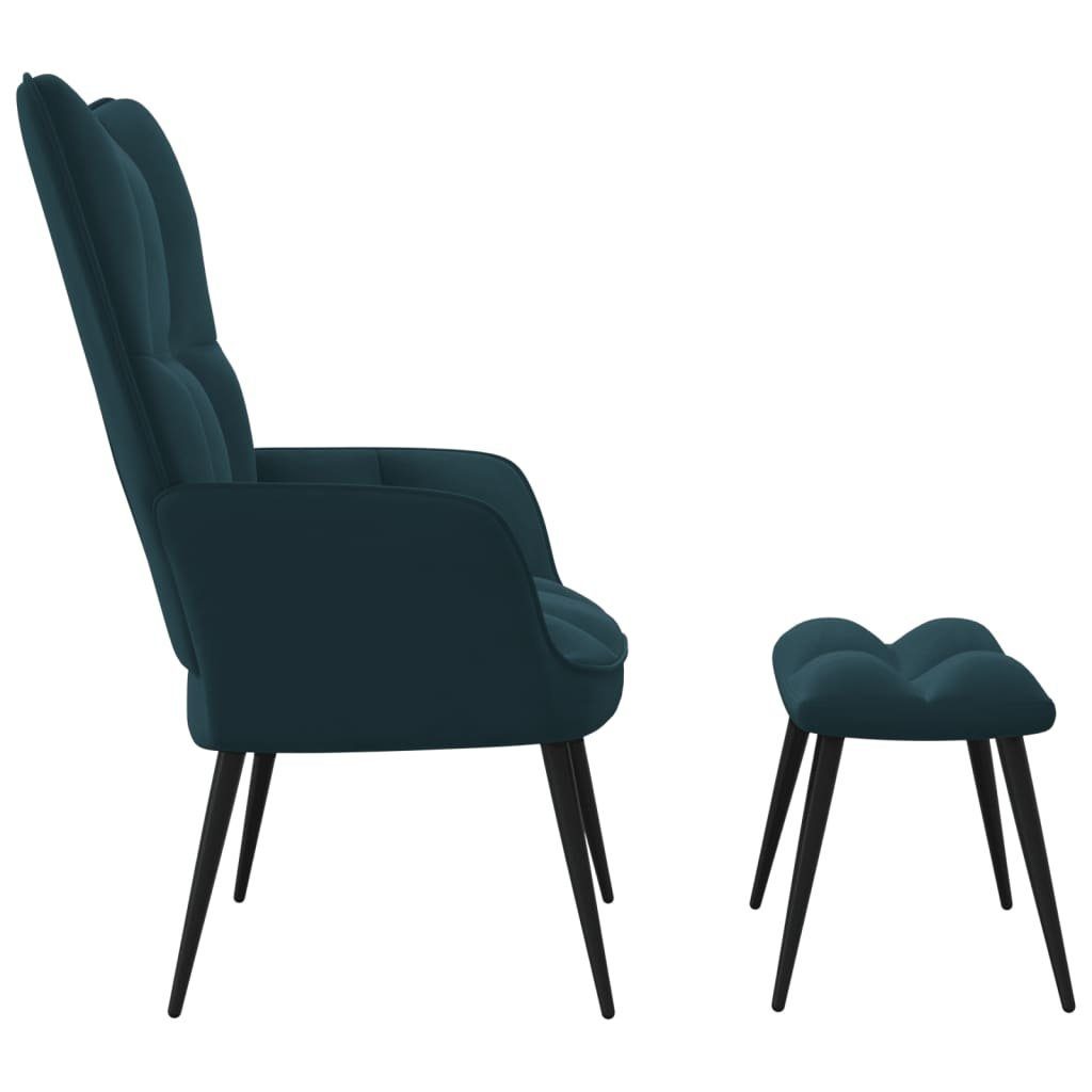 furnicato Relaxsessel Samt Blau mit Hocker Sessel