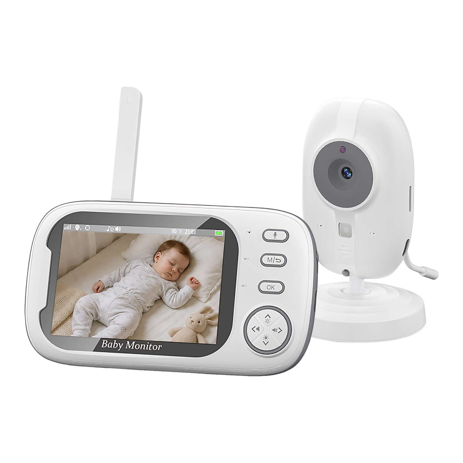BBWL Video-Babyphone 3,5 Zoll, mit Kamera, Nachtsicht, 300m Reichweite, Temperaturwarner, Zwei-Wege-Gegensprechfunktion und 8 Wiegenliedern, mit VOX-Modus